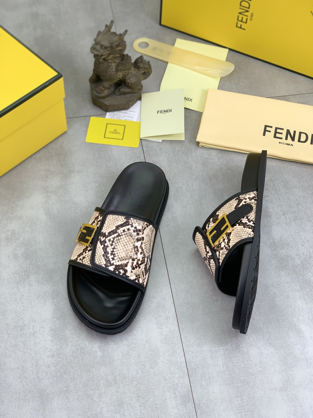 Fendi Men's Slide Sandals with Snake Print and Iconic Logo Buckle 4 cmp i1745514545238 1850 0 2