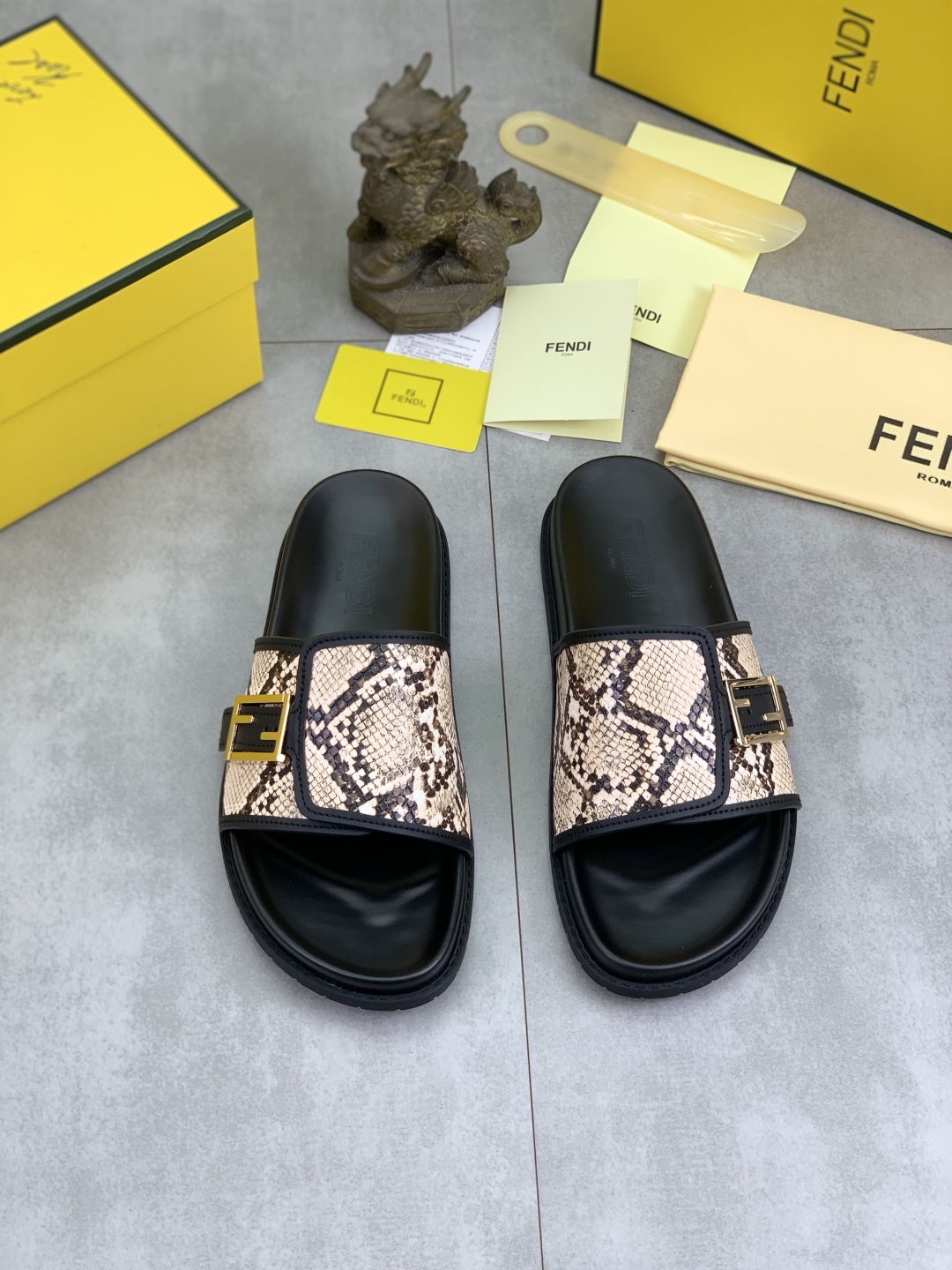 Fendi Men's Slide Sandals with Snake Print and Iconic Logo Buckle 3 cmp i1745514550945 7915 0 1