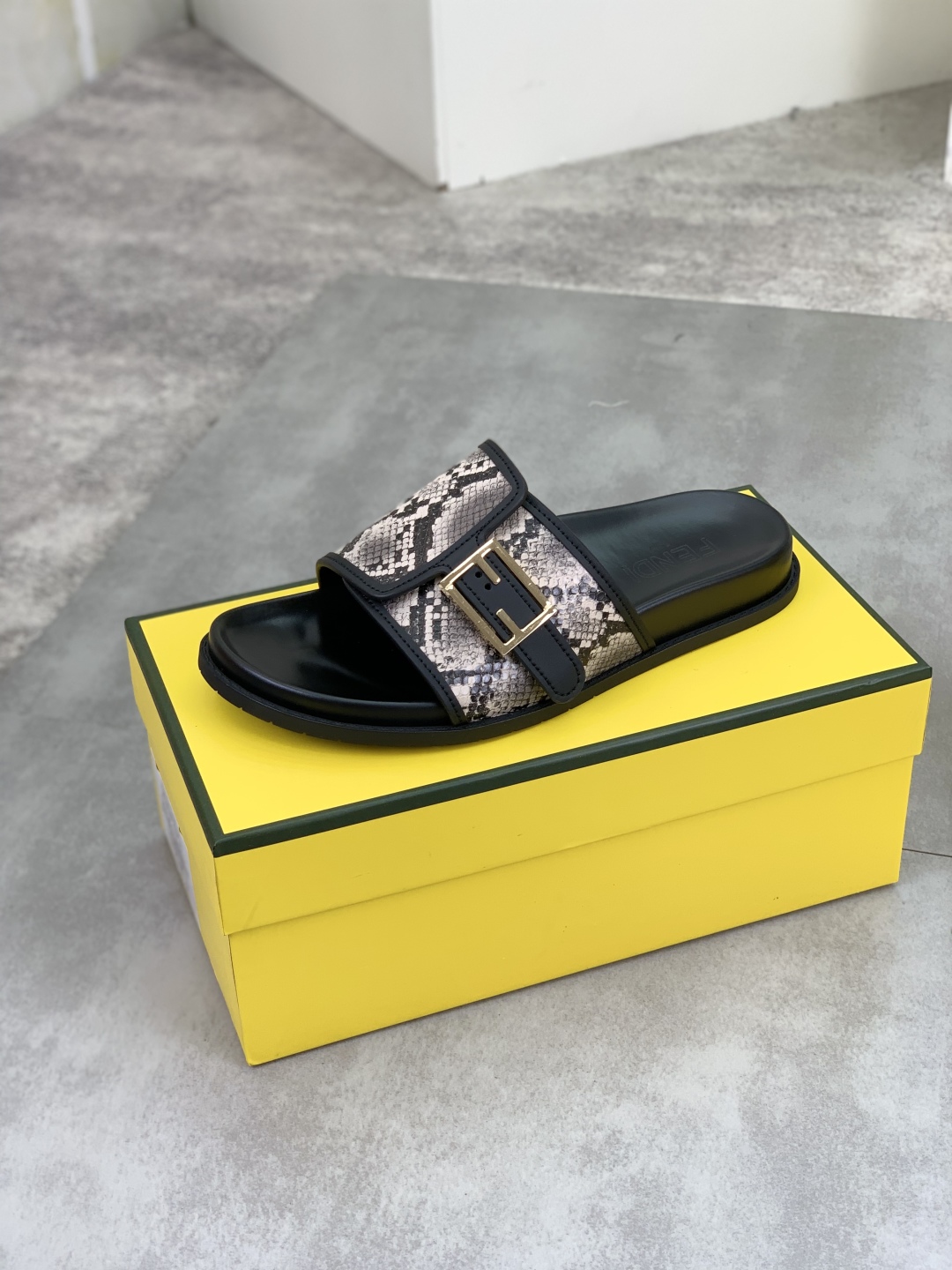 Fendi Men's Slide Sandal with Snakeskin Print and Adjustable Buckle 5 cmp i1745514571859 3399 0 3