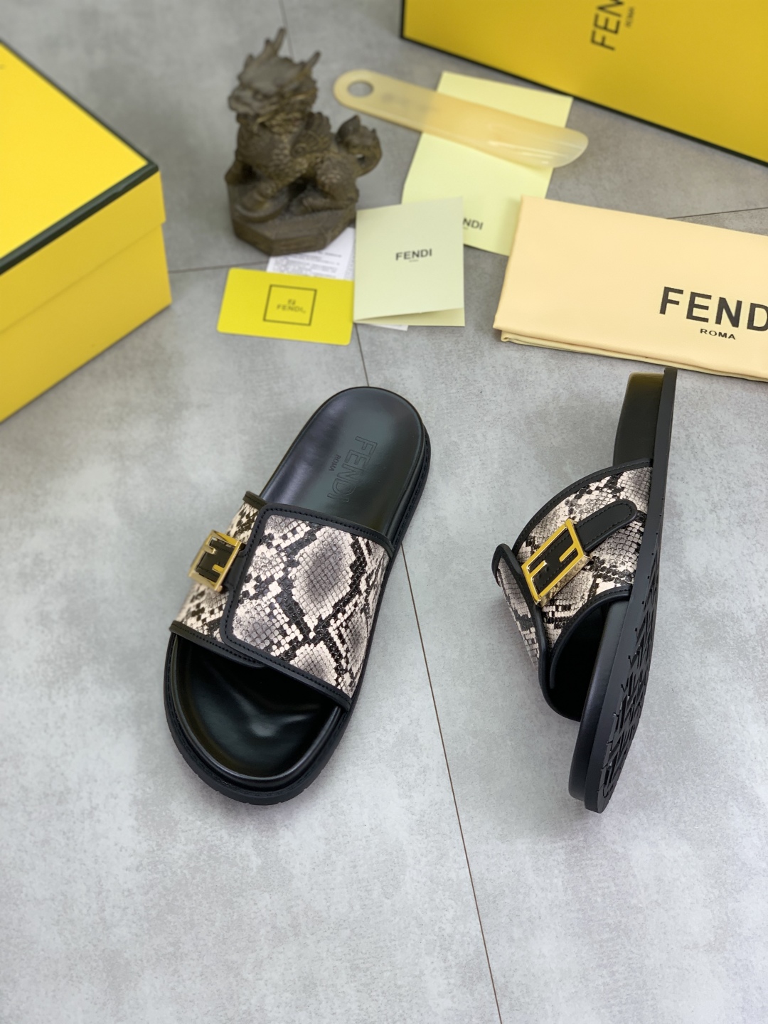 Fendi Men's Slide Sandal with Snakeskin Print and Adjustable Buckle 4 cmp i1745514571860 2596 0 2