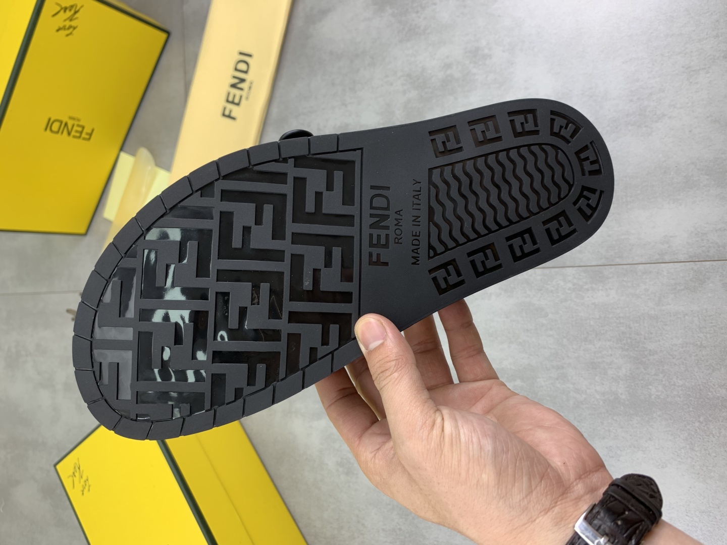 Fendi Men's Red Python Embossed Leather Logo Slide Sandals, Size 39-44 10 cmp i1745514589709 3604 0 8