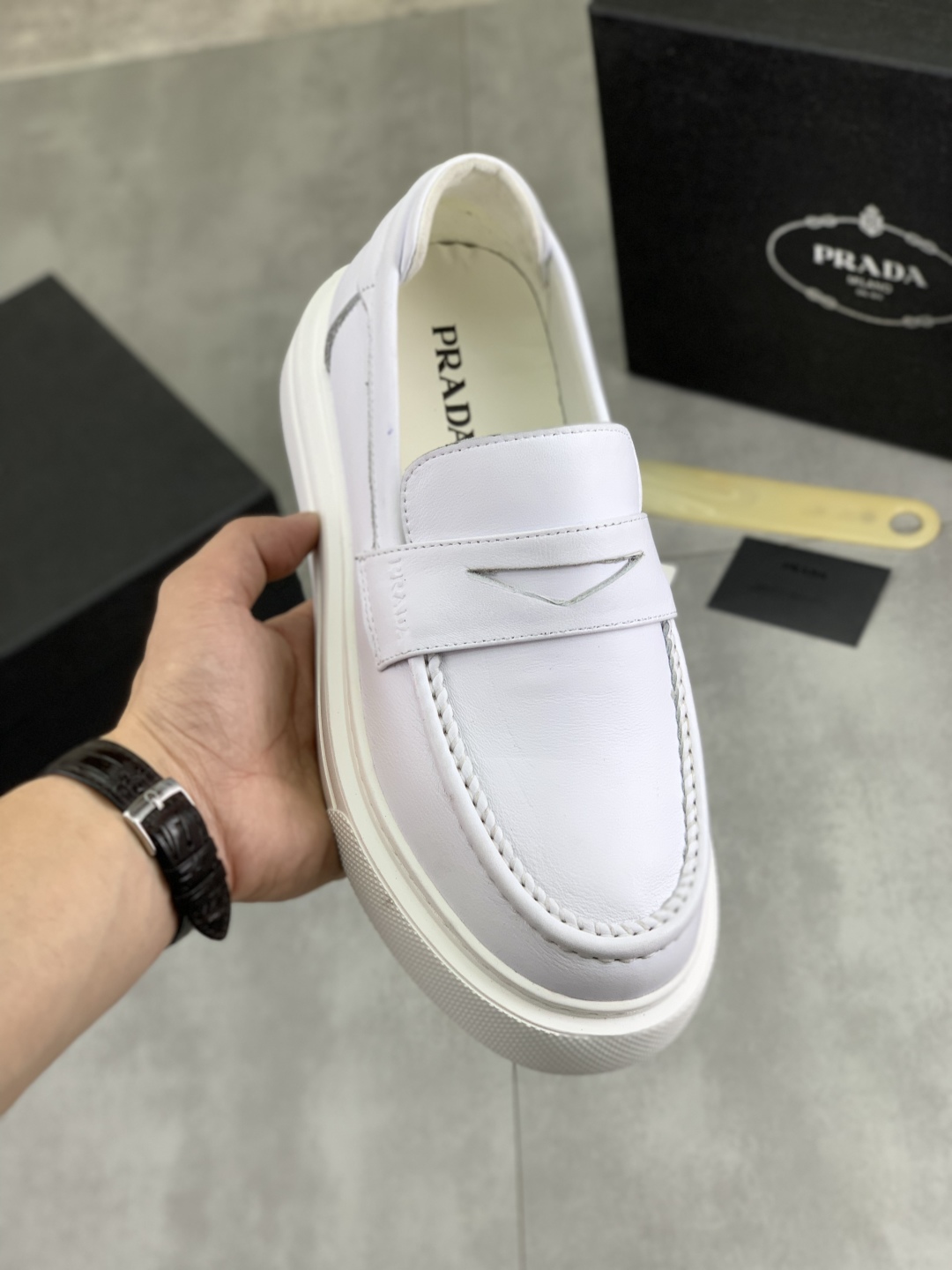 Prada Men's Leather Penny Loafers - Classic Style, Comfortable Fit 2 cmp i1745598521714 7038 0 0