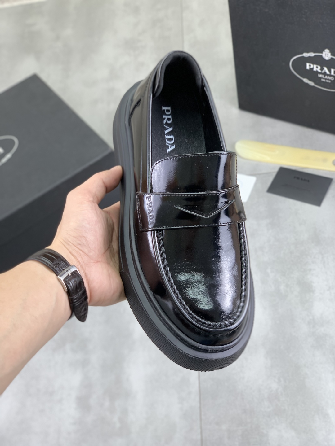 Prada Men's Leather Loafers Classic Penny Style Black Size 38-44 EU 2 cmp i1745598595239 841 0 0