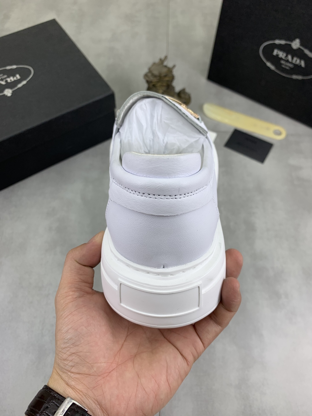 Prada Men's Classic White Leather Loafers with Signature Buckle Detail 9 cmp i1745598659919 9253 0 7