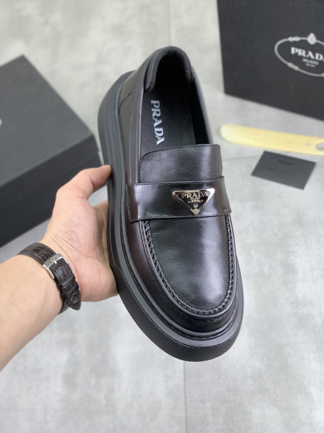 Prada Men's Leather Loafers, Spring Collection, Sizes 38-44, Premium Comfort 1 Prada Men's Leather Loafers, Spring Collection, Sizes 38-44, Premium Comfort