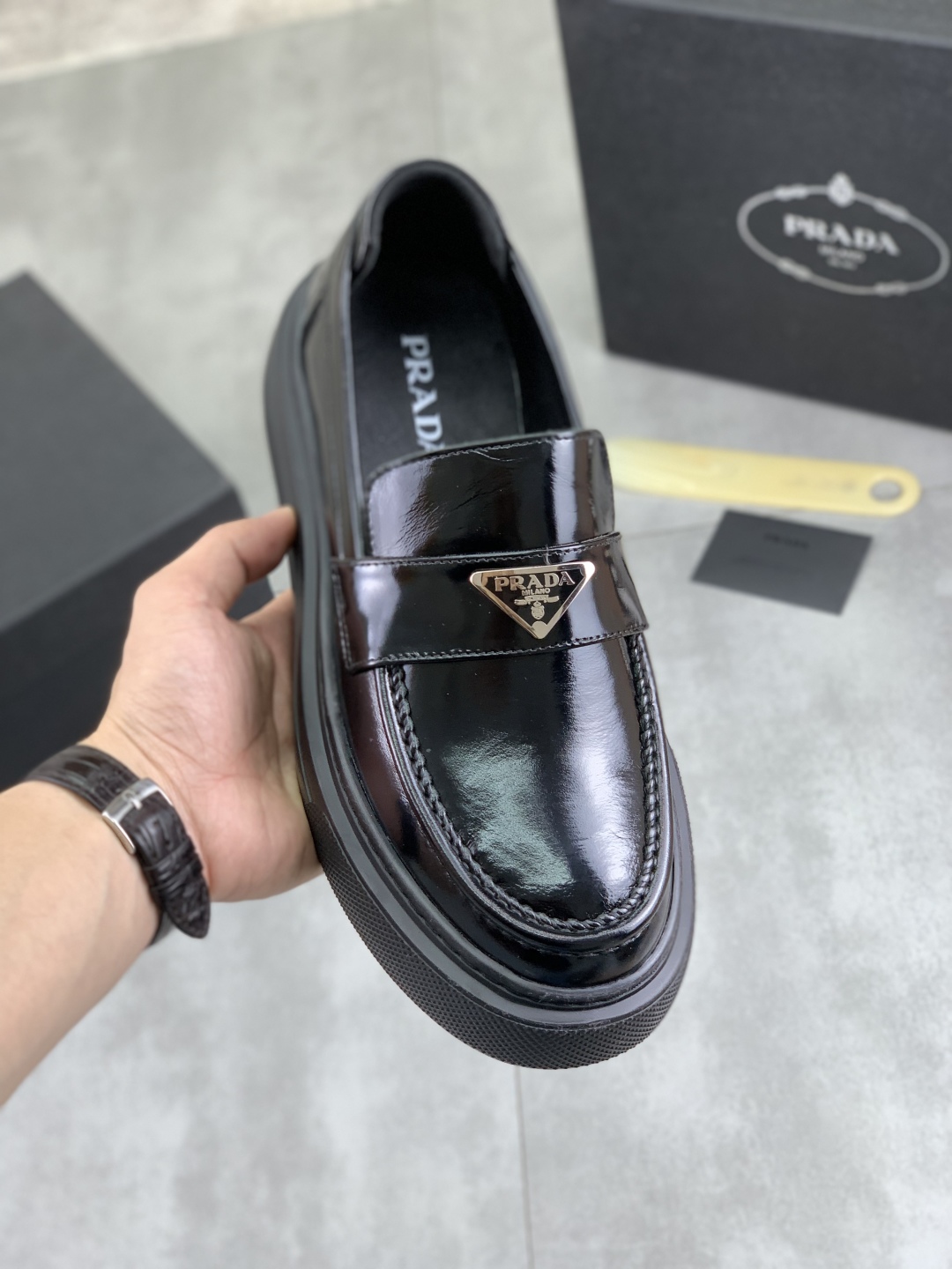 Prada Men's Leather Loafers | Classic Penny Loafers | Comfortable & Stylish 2 cmp i1745598835940 9001 0 0