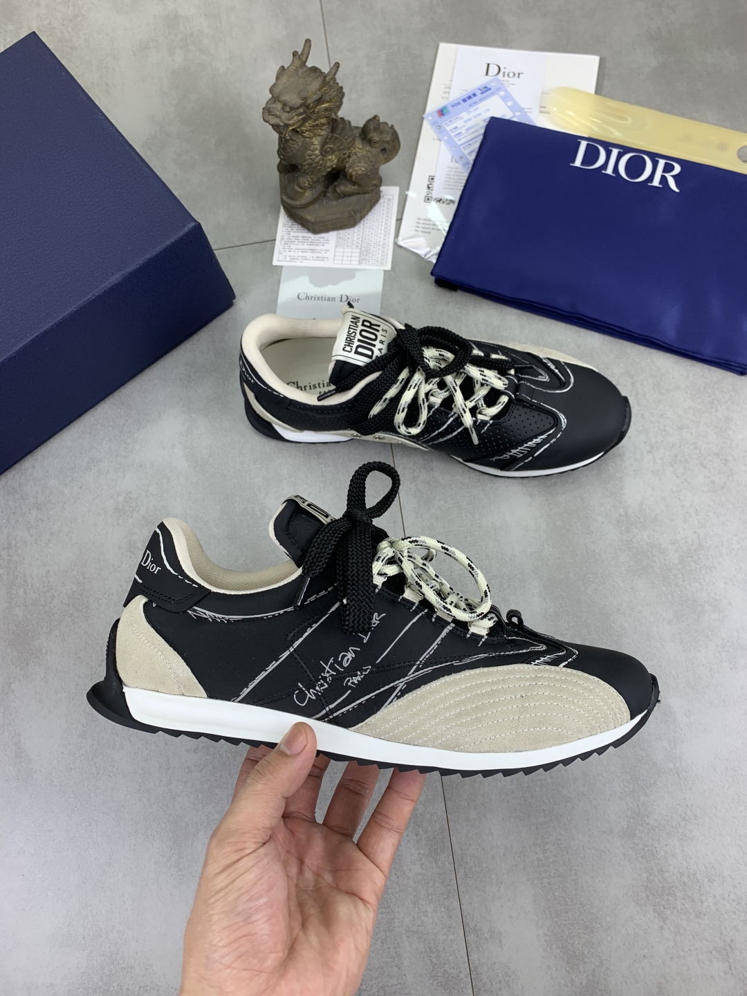 Dior Men's Low-Top Lace-Up Sneakers in Black and Beige, Sizes 38-44 7 cmp i1745600047650 6952 0 5