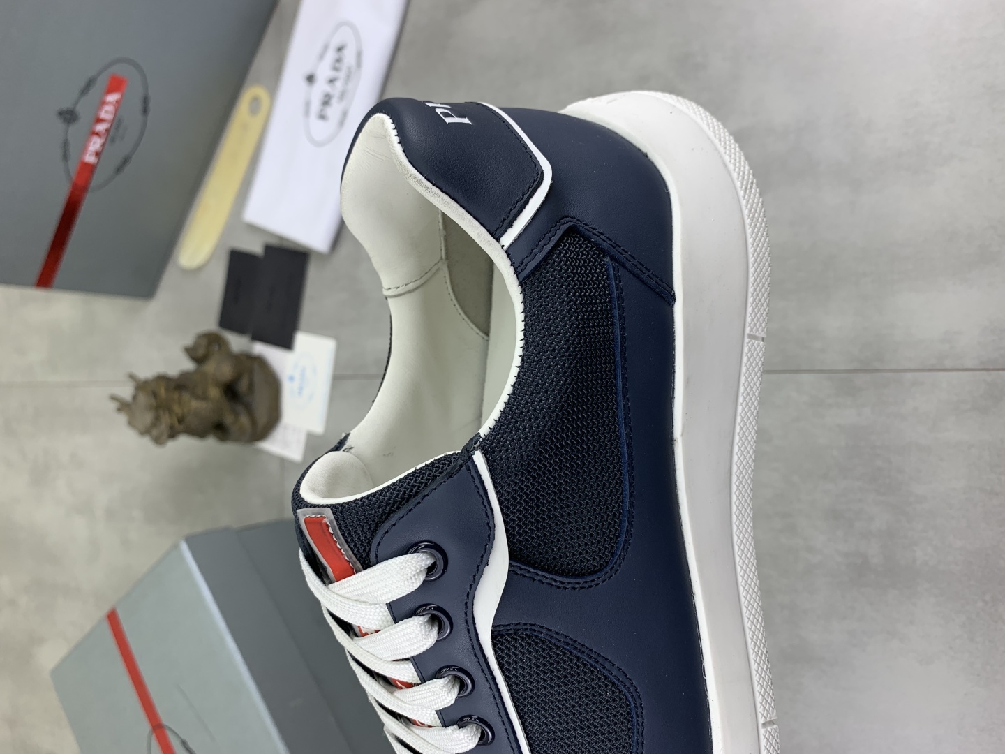 Prada Men's Navy Blue Leather Trim Sneakers Classic Casual Shoe 7 cmp i1745600094831 1816 0 5