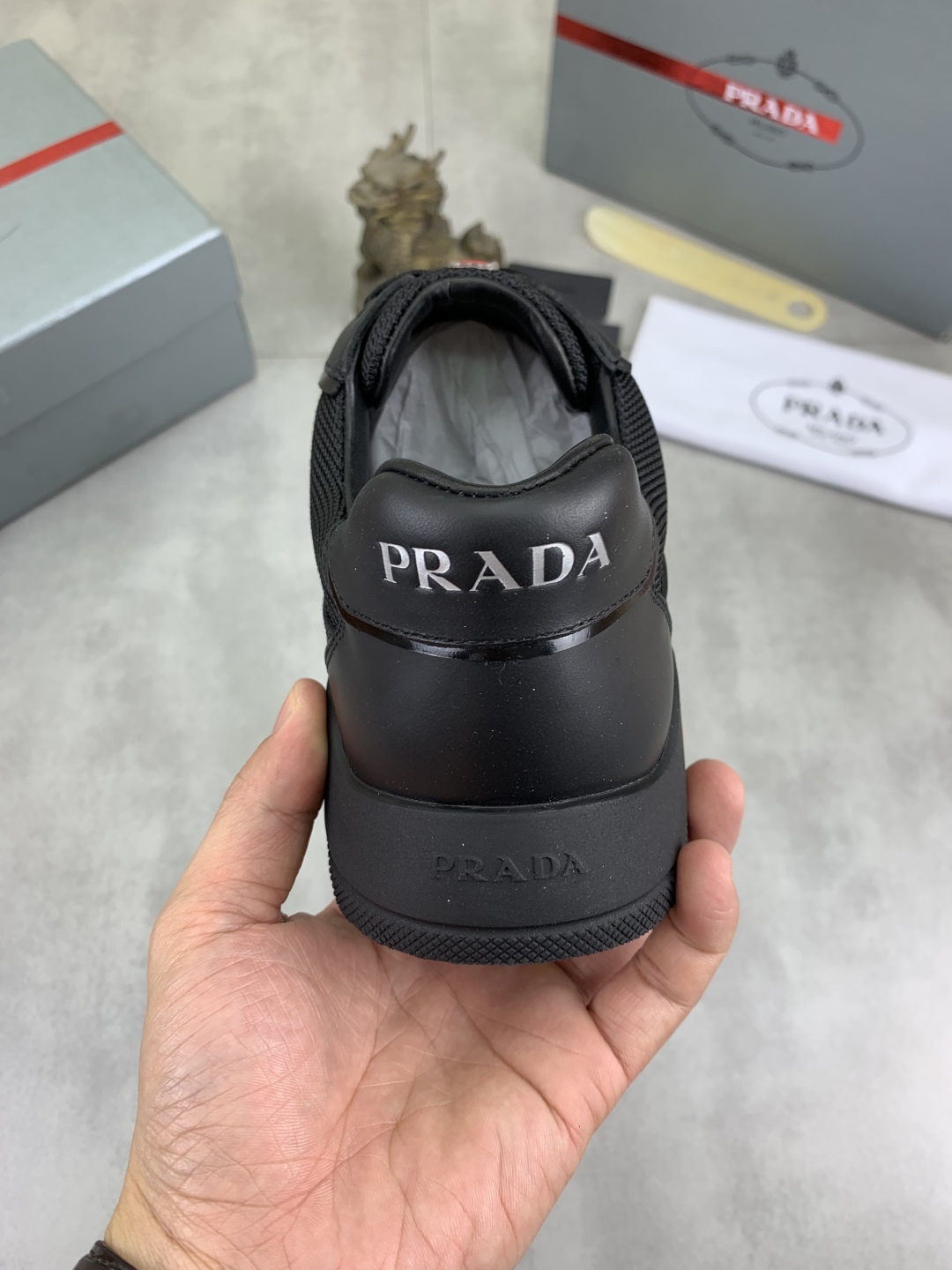 Prada Men's Leather Sneakers Classic Fashionable Lace-Up Casual Shoes 9 cmp i1745600120501 7896 0 7