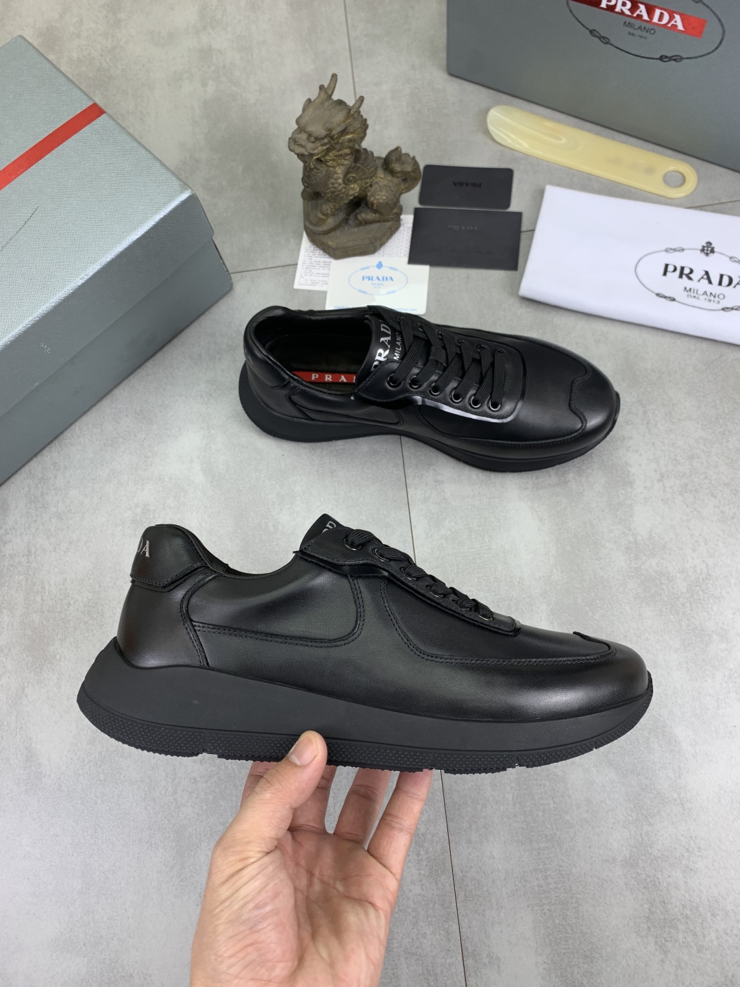 Prada Men's Leather Sneakers Classic Fashionable Lace-up Casual Shoes 7 cmp i1745600164486 9560 0 5