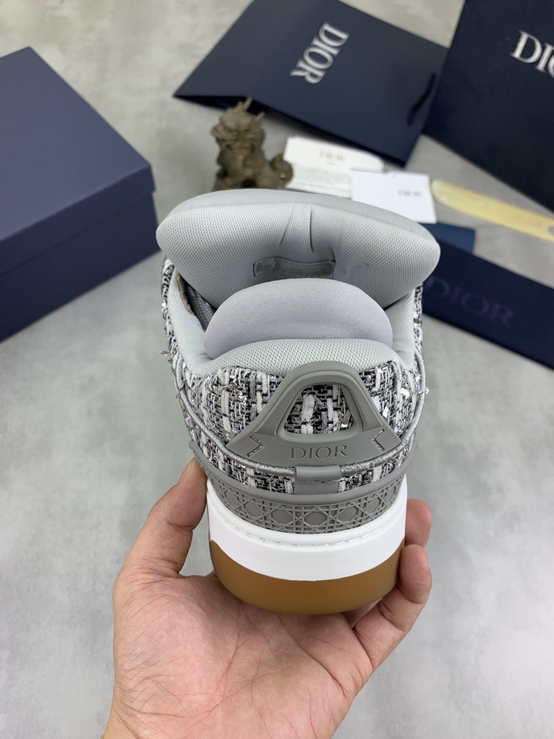 Dior Chrono High-Top Sneakers, White/Black Knit, CD Logo Designer Shoes 9 cmp i1745681843490 2784 0 7