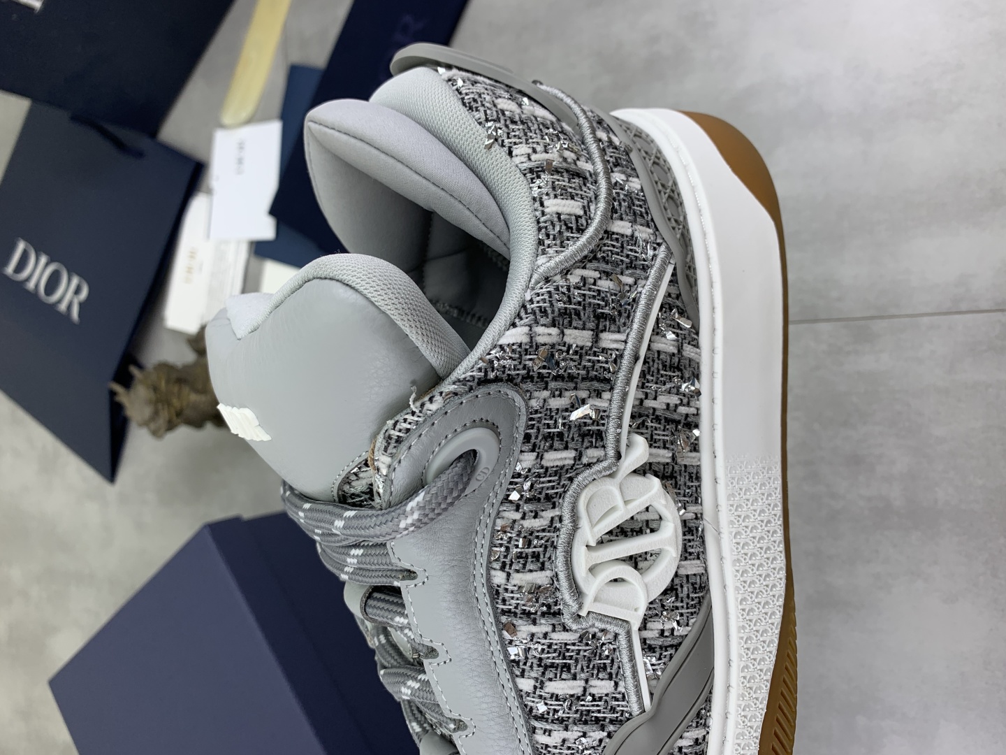 Dior Chrono High-Top Sneakers, White/Black Knit, CD Logo Designer Shoes 8 cmp i1745681852548 7760 0 6