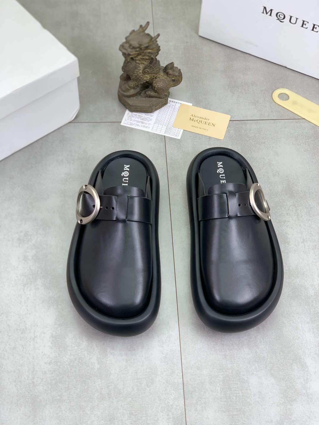 Alexander McQueen Men's and Women's Black Leather Mule Slides Size 38-44 3 cmp i1745769244453 8418 0 1