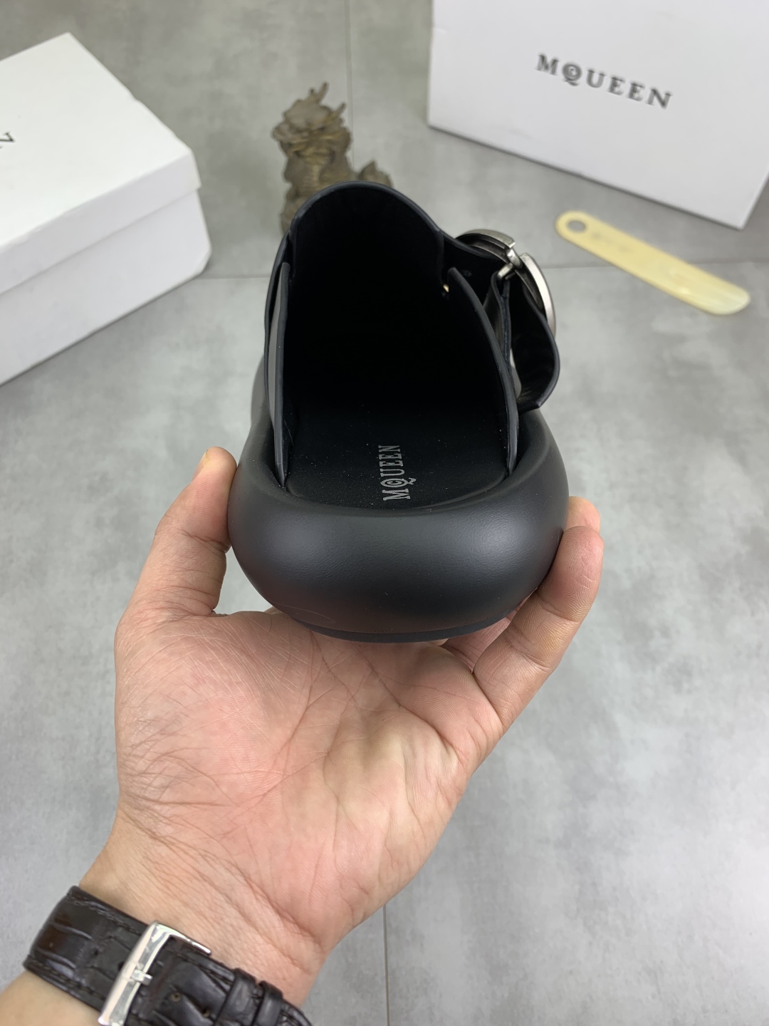Alexander McQueen Men's and Women's Black Leather Mule Slides Size 38-44 9 cmp i1745769247379 3570 0 7