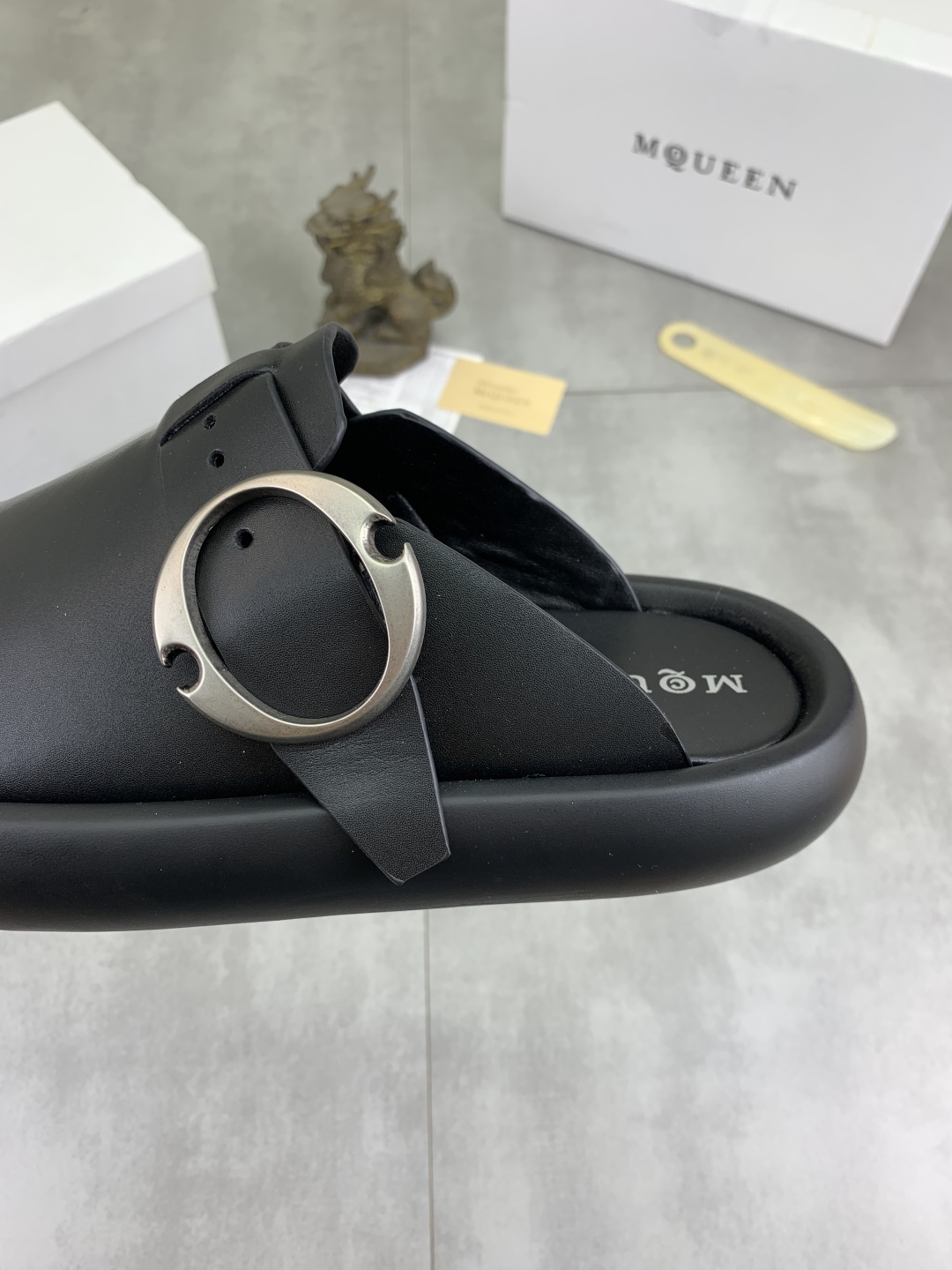 Alexander McQueen Men's and Women's Black Leather Mule Slides Size 38-44 8 cmp i1745769247466 3447 0 6