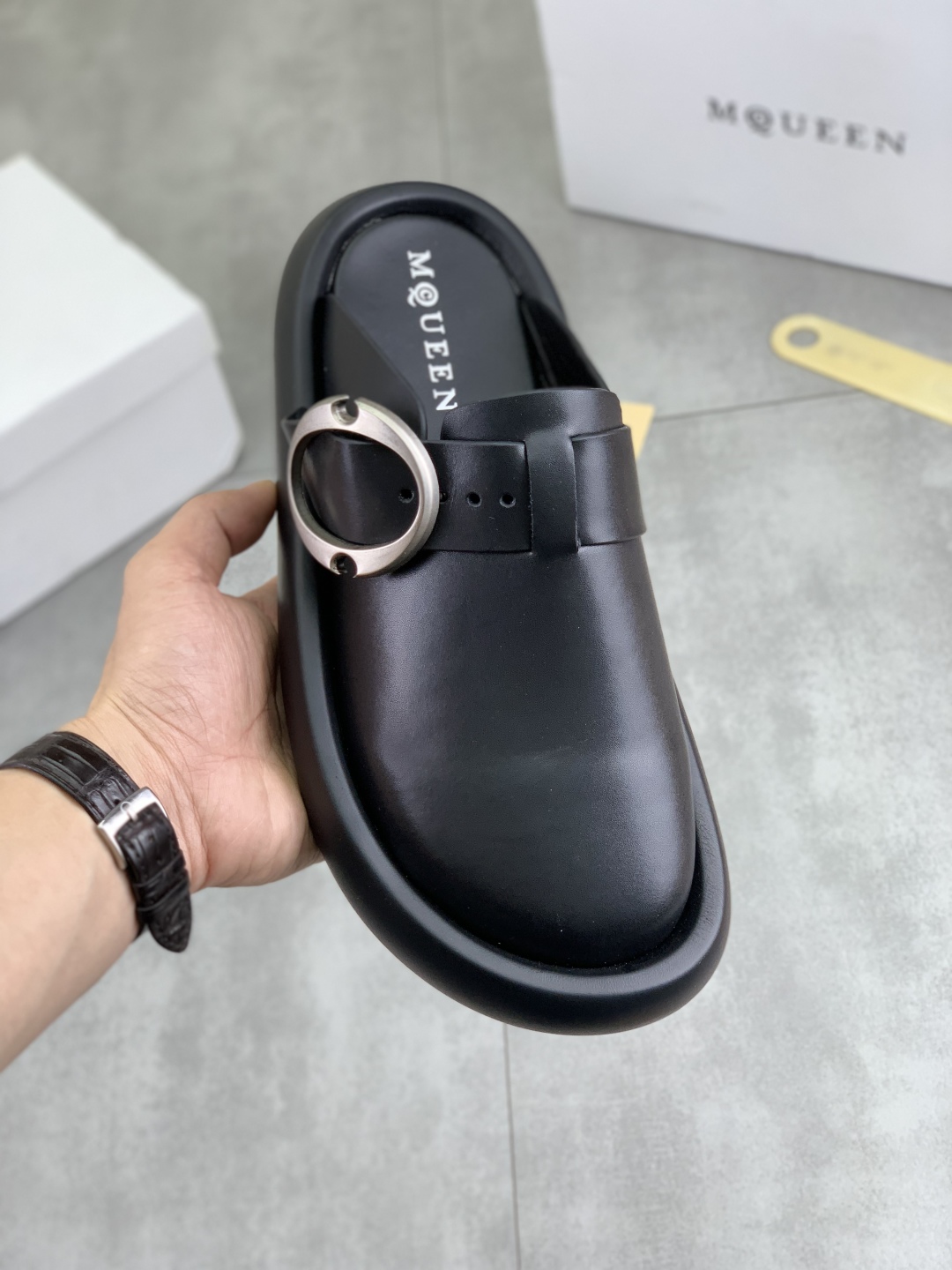 Alexander McQueen Men's and Women's Black Leather Mule Slides Size 38-44 2 cmp i1745769250073 3344 0 0