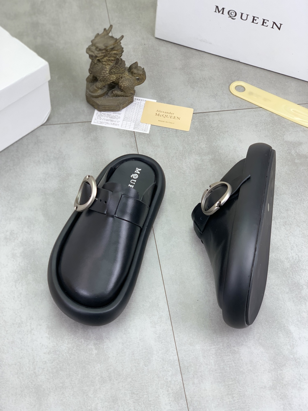 Alexander McQueen Men's and Women's Black Leather Mule Slides Size 38-44 4 cmp i1745769250075 8901 0 2
