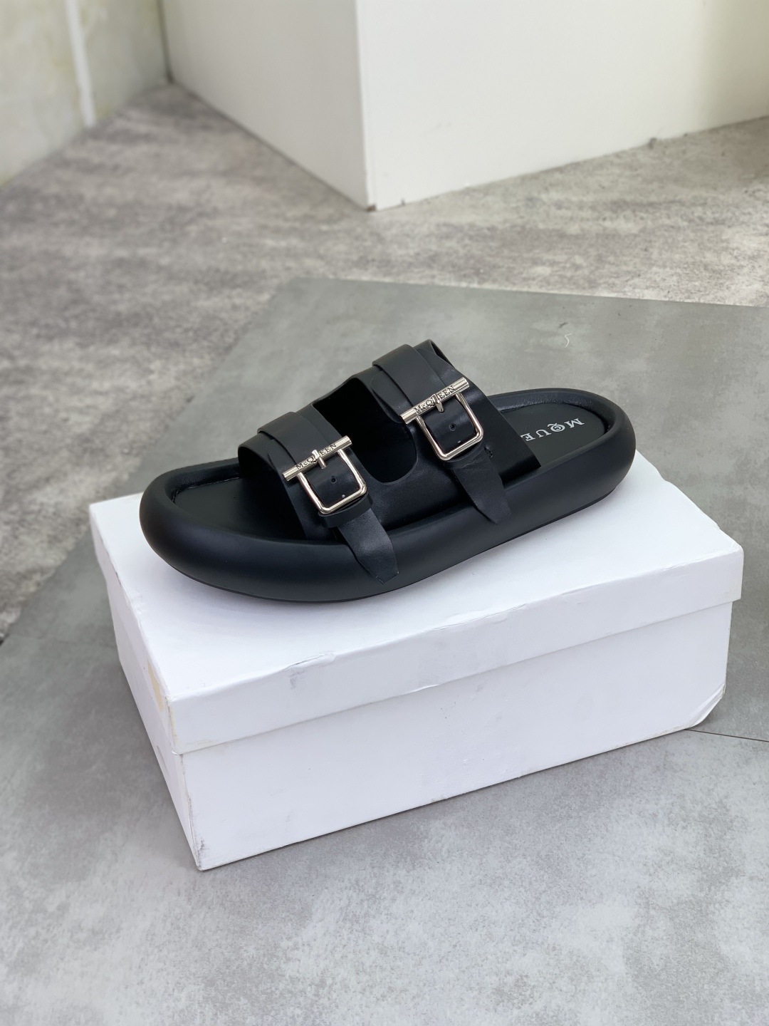 Alexander McQueen Men's Black Leather Buckle Slide Sandals, Sizes 38-44 5 cmp i1745769280201 7212 0 3