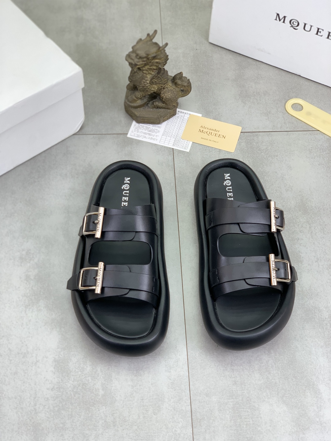 Alexander McQueen Men's Black Leather Buckle Slide Sandals, Sizes 38-44 3 cmp i1745769282073 2299 0 1