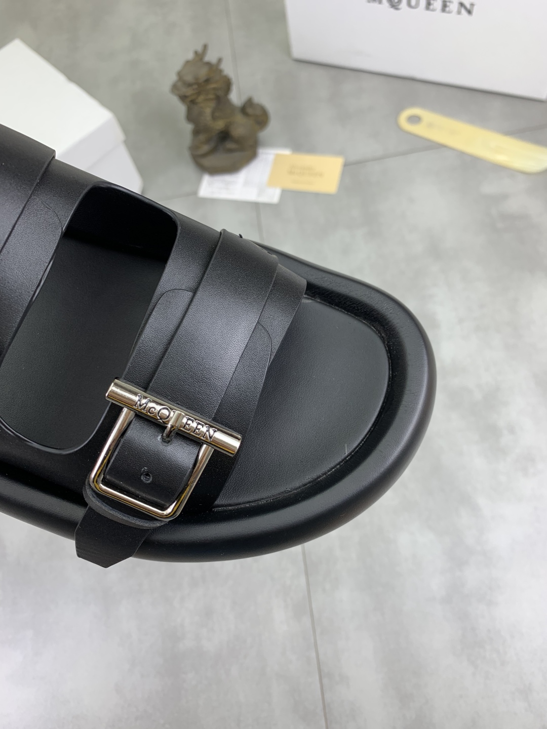 Alexander McQueen Men's Black Leather Buckle Slide Sandals, Sizes 38-44 6 cmp i1745769283396 2716 0 4
