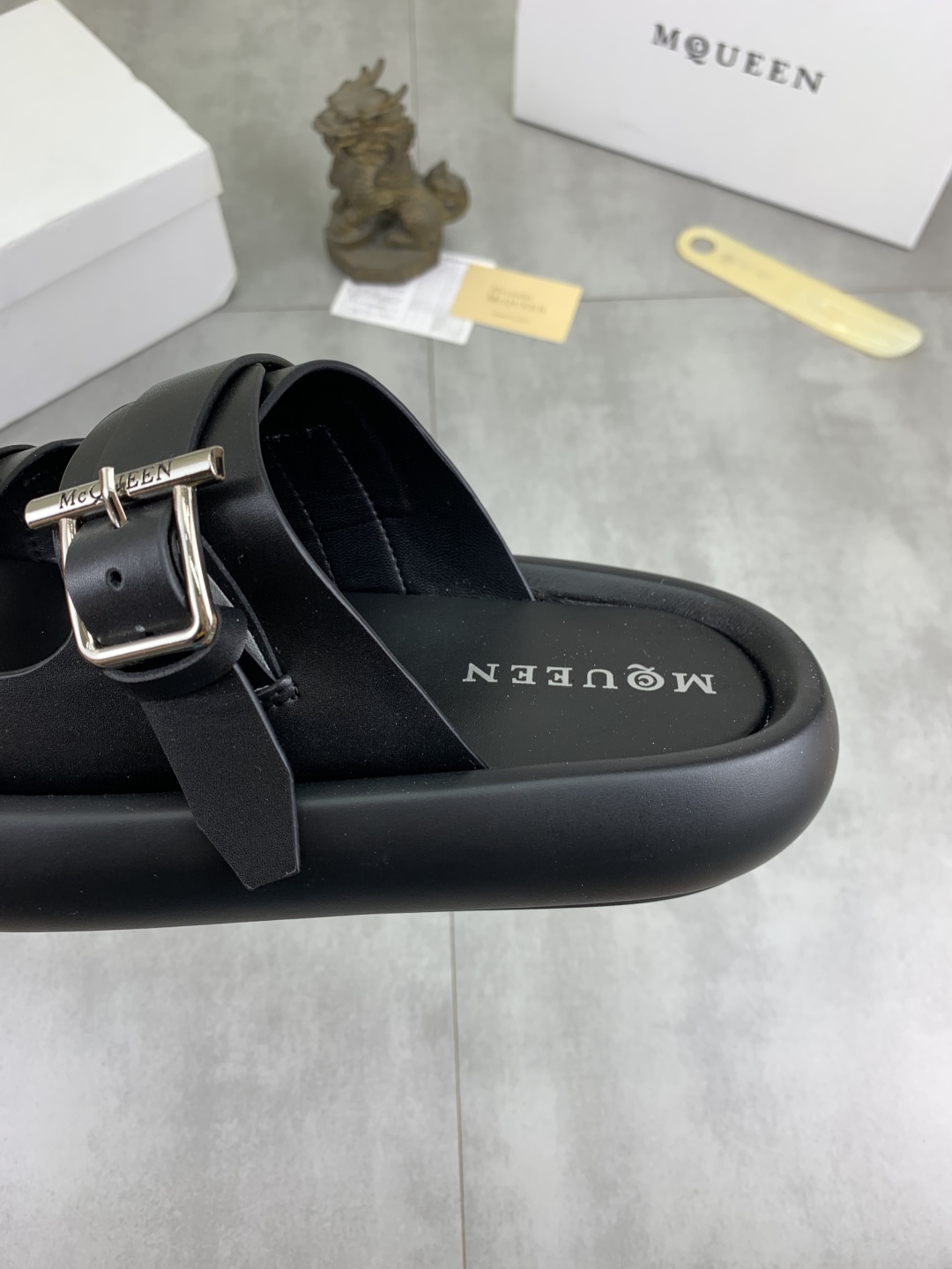 Alexander McQueen Men's Black Leather Buckle Slide Sandals, Sizes 38-44 8 cmp i1745769283397 3512 0 6