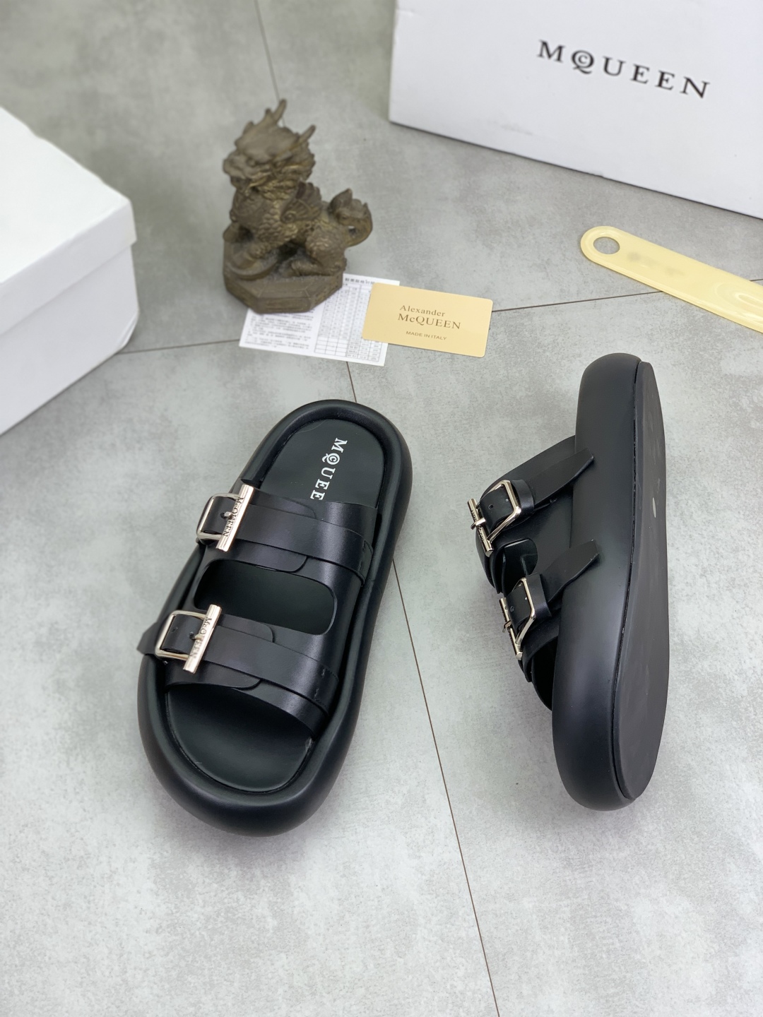 Alexander McQueen Men's Black Leather Buckle Slide Sandals, Sizes 38-44 4 cmp i1745769287127 8206 0 2