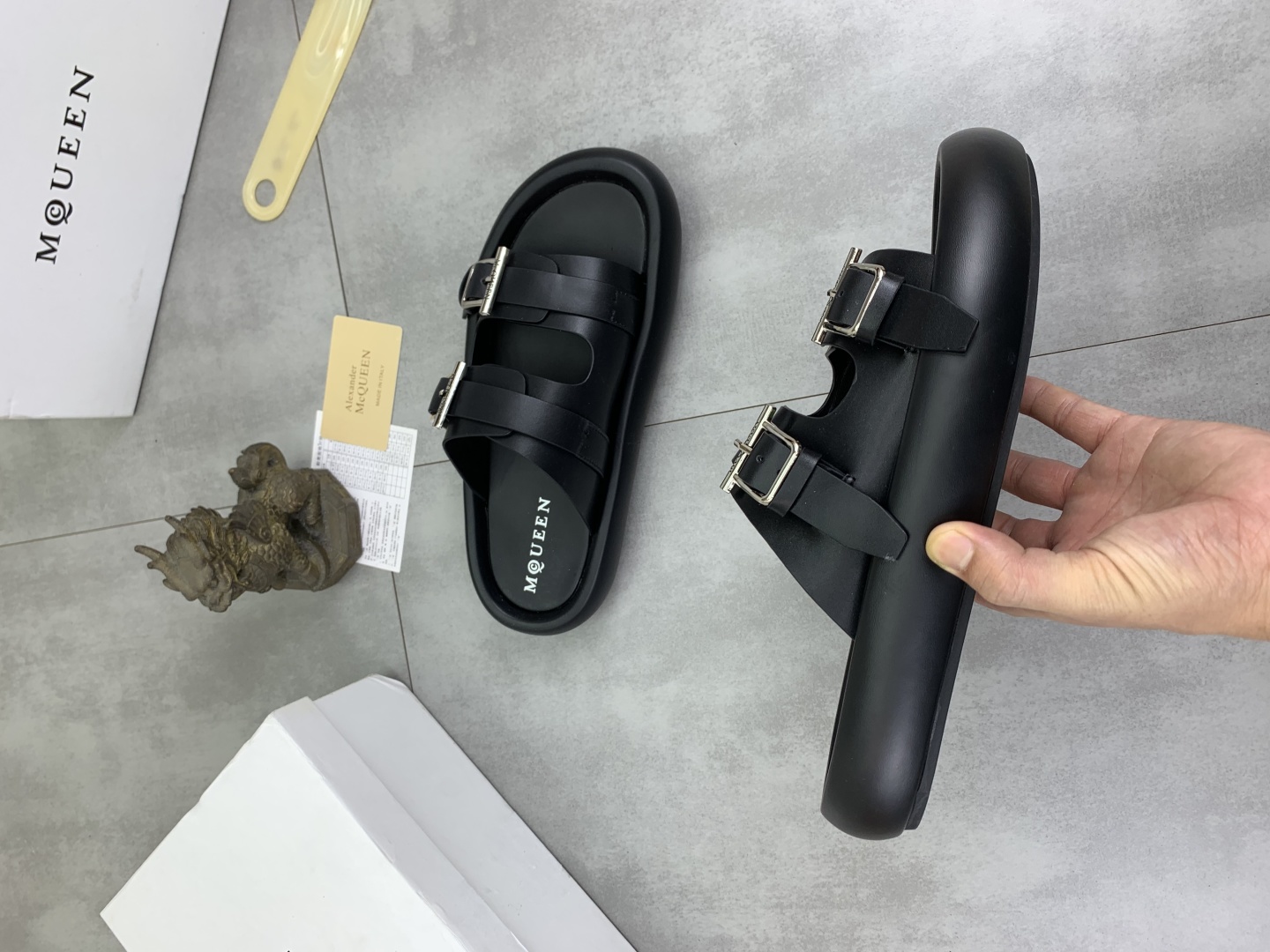 Alexander McQueen Men's Black Leather Buckle Slide Sandals, Sizes 38-44 7 cmp i1745769288221 2664 0 5