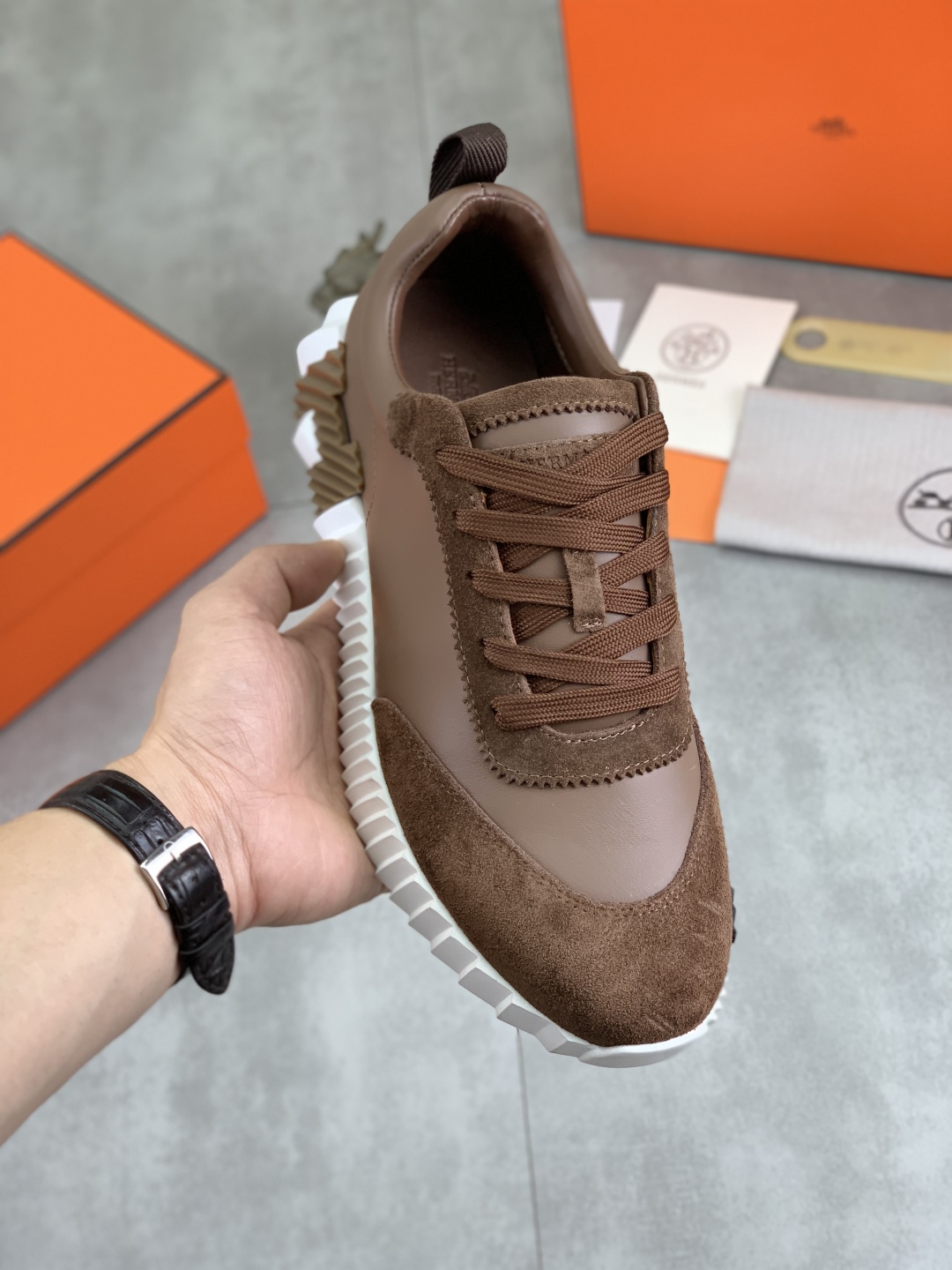 Hermes Men's Drift Sneaker - Autumn Collection, Premium Leather and Breathable Fabric
