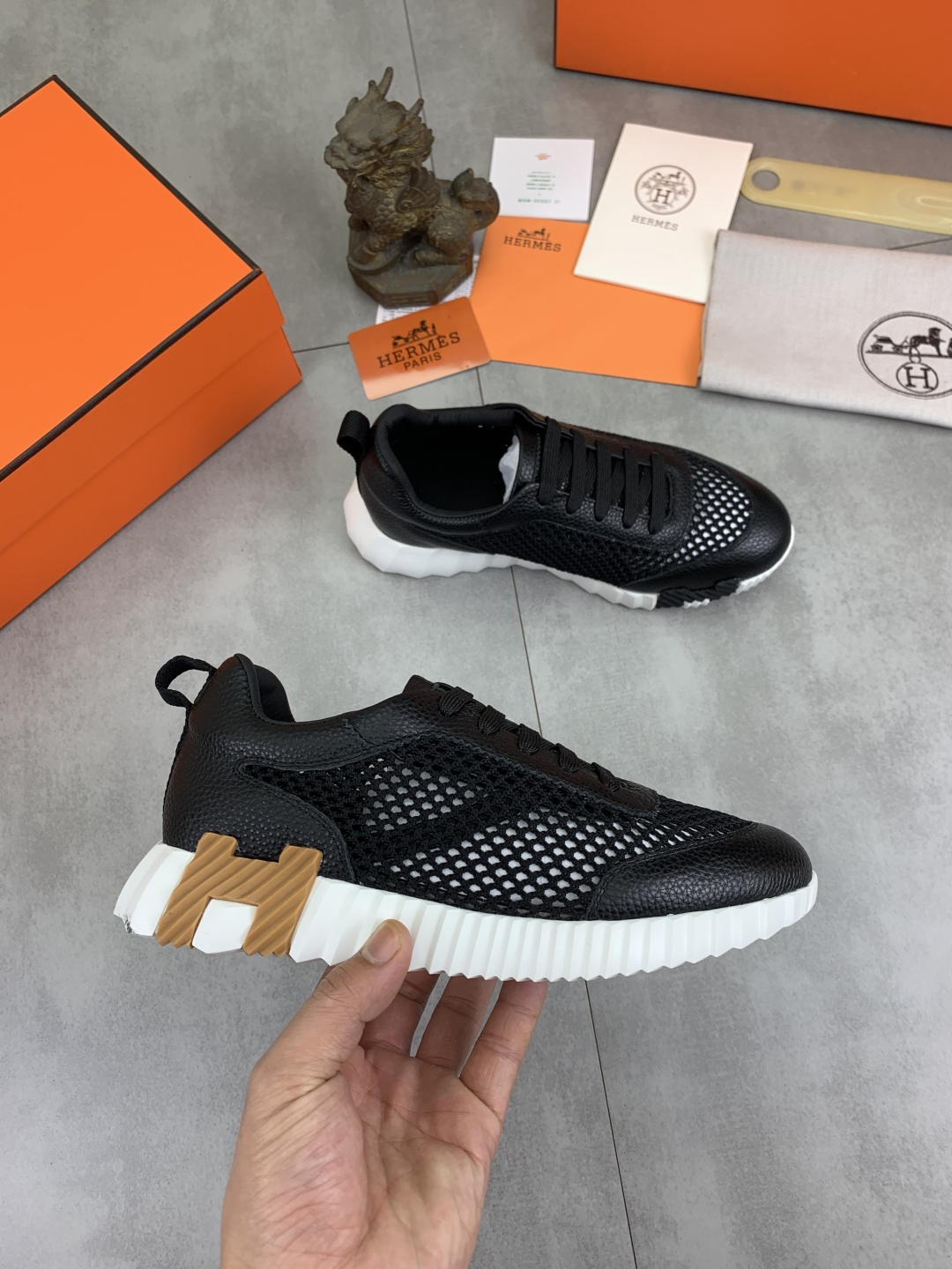 Hermes Men's Drift Sneaker: Leather and Tech Blend, Black, Sizes 39-46 7 cmp i1745769829210 9766 0 5