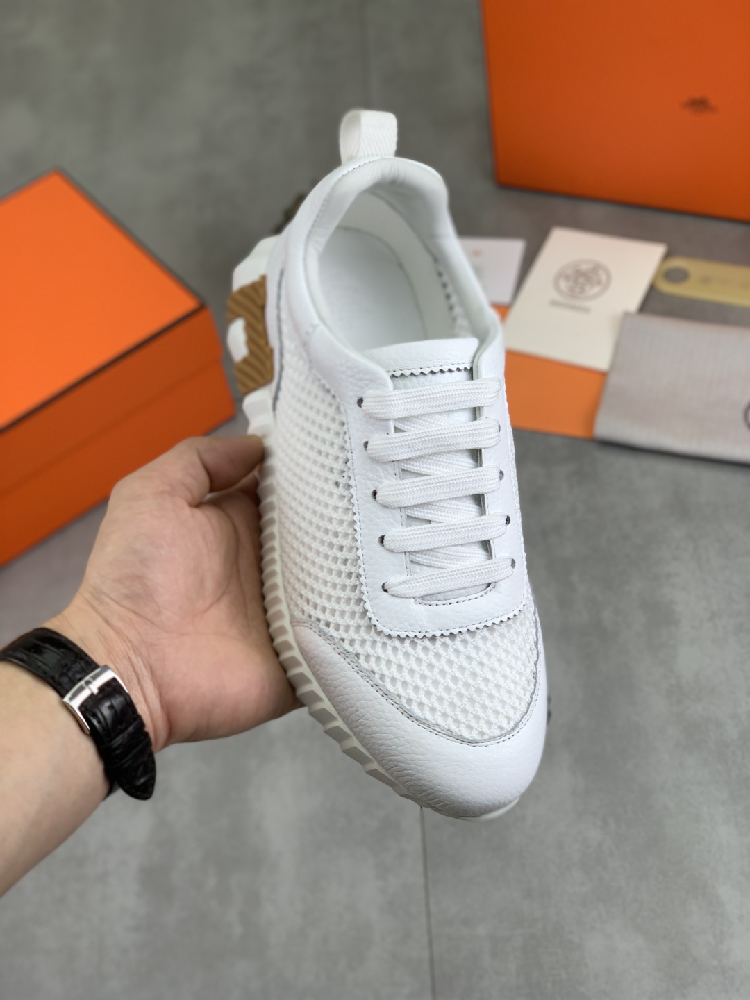 Hermes Men's Drift Sneaker - Breathable Leather Casual Sports Shoes 1 Hermes Men's Drift Sneaker - Breathable Leather Casual Sports Shoes