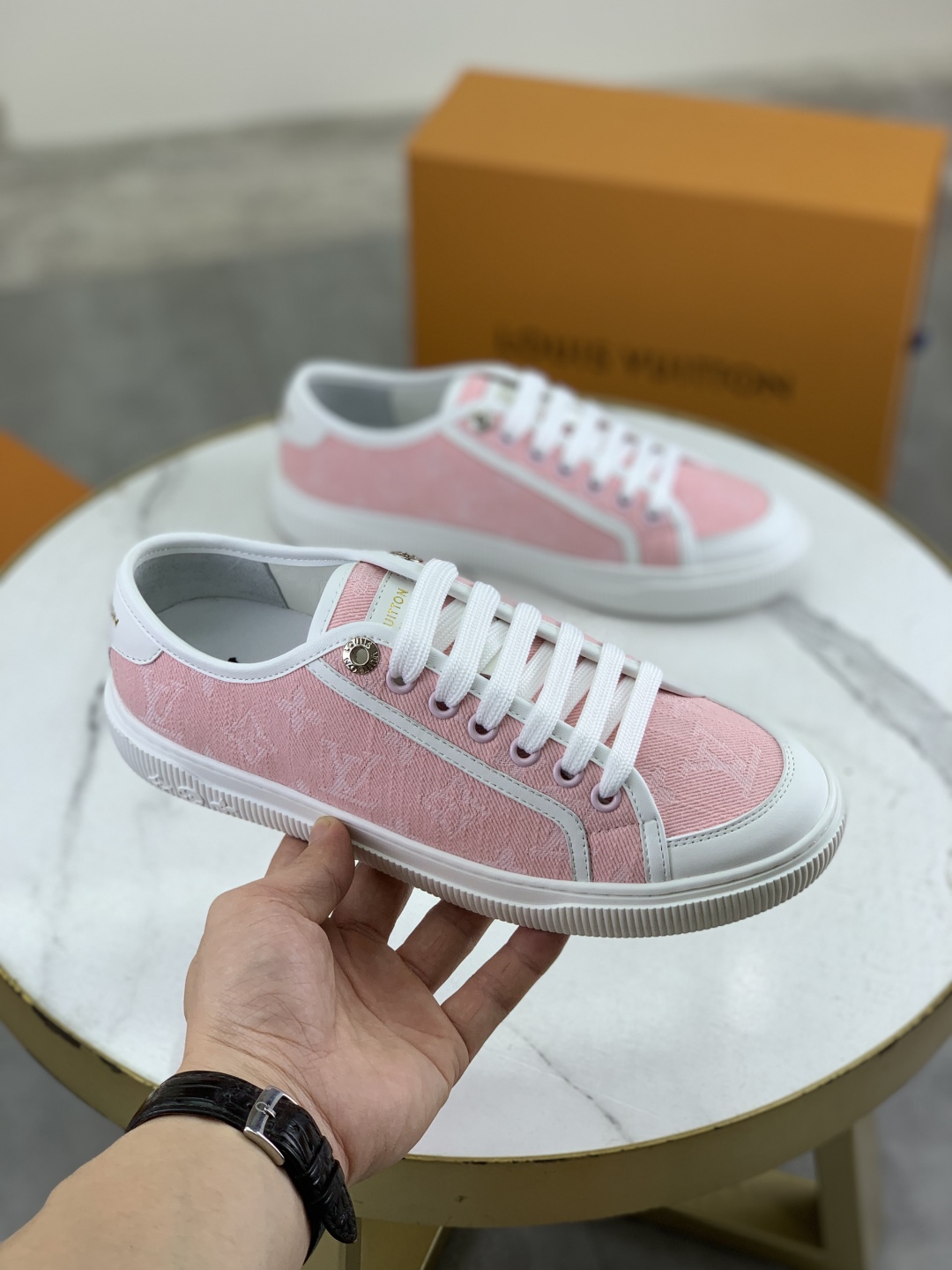 Louis Vuitton Time Out Sneakers Ss25 Murakami Takashi Collab, Pink Canvas 4 cmp i1746377782411 7203 0 2