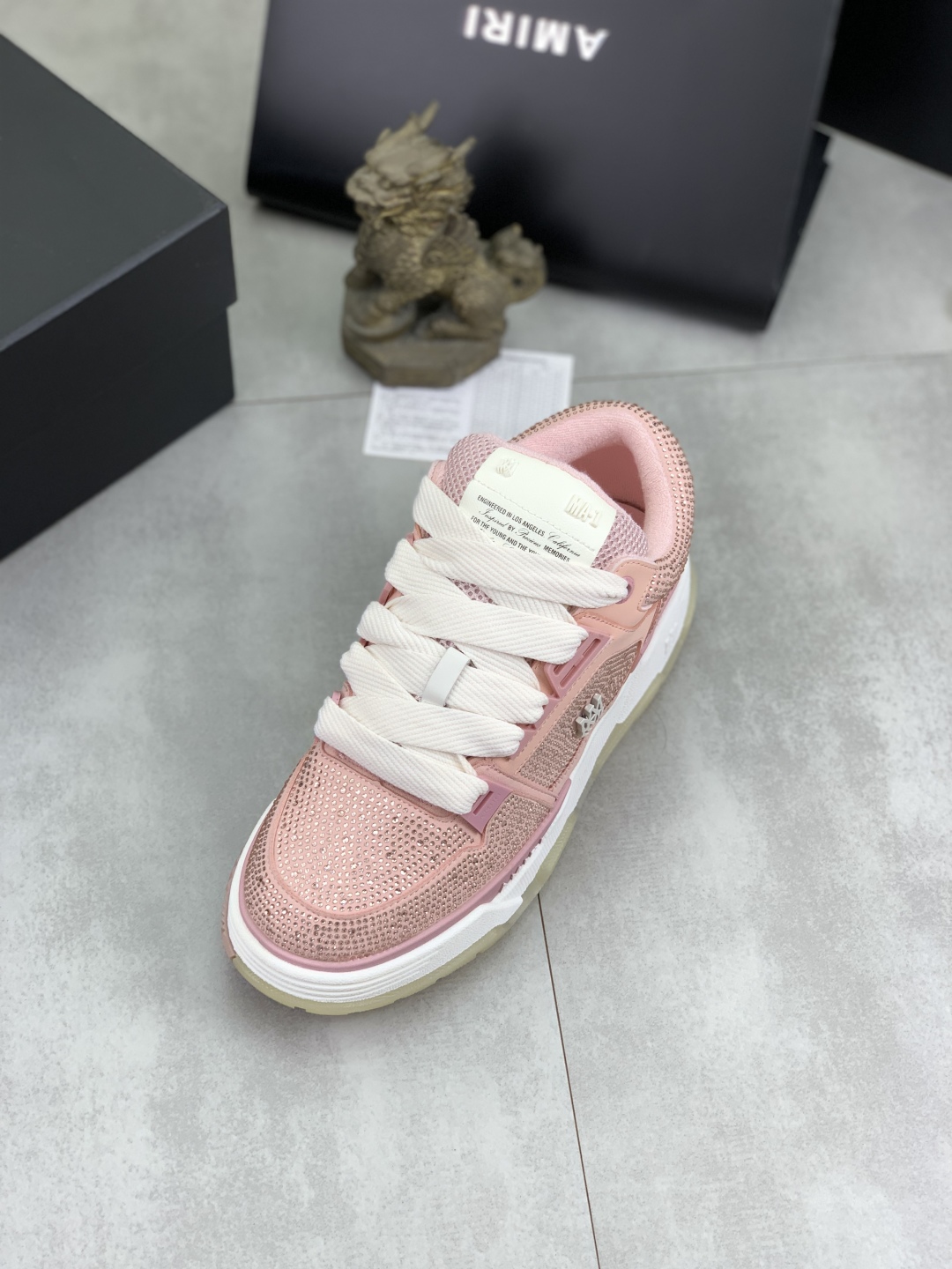 Amiri Women's Pink Leather Sneakers Rhinestone Crystal Embellished Shoes 5 cmp i1746378181718 3298 0 3
