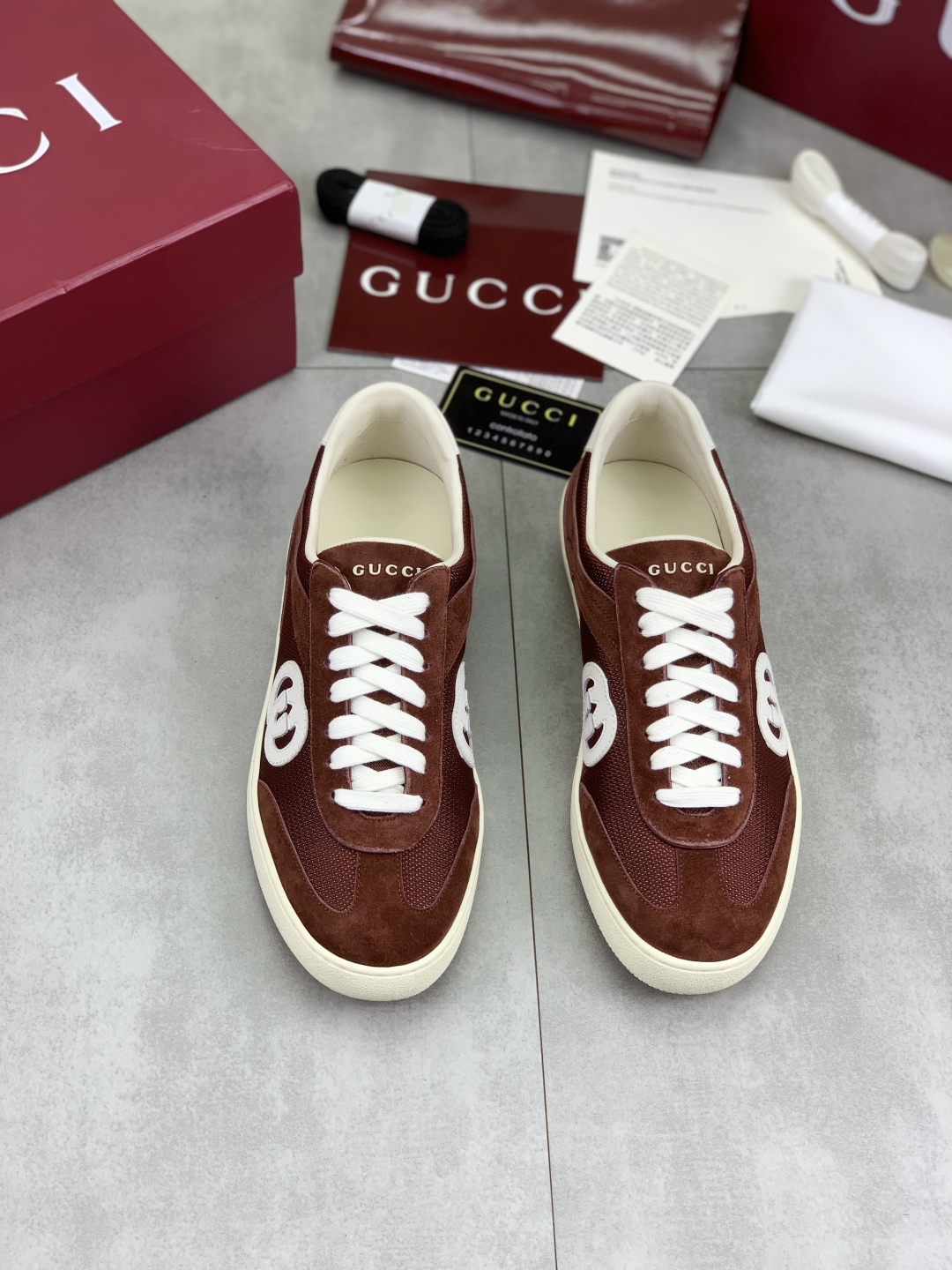 Gucci Women's Brown Suede and Canvas Logo Sneakers - Lightweight & Stylish 3 cmp i1746378447401 8725 0 1