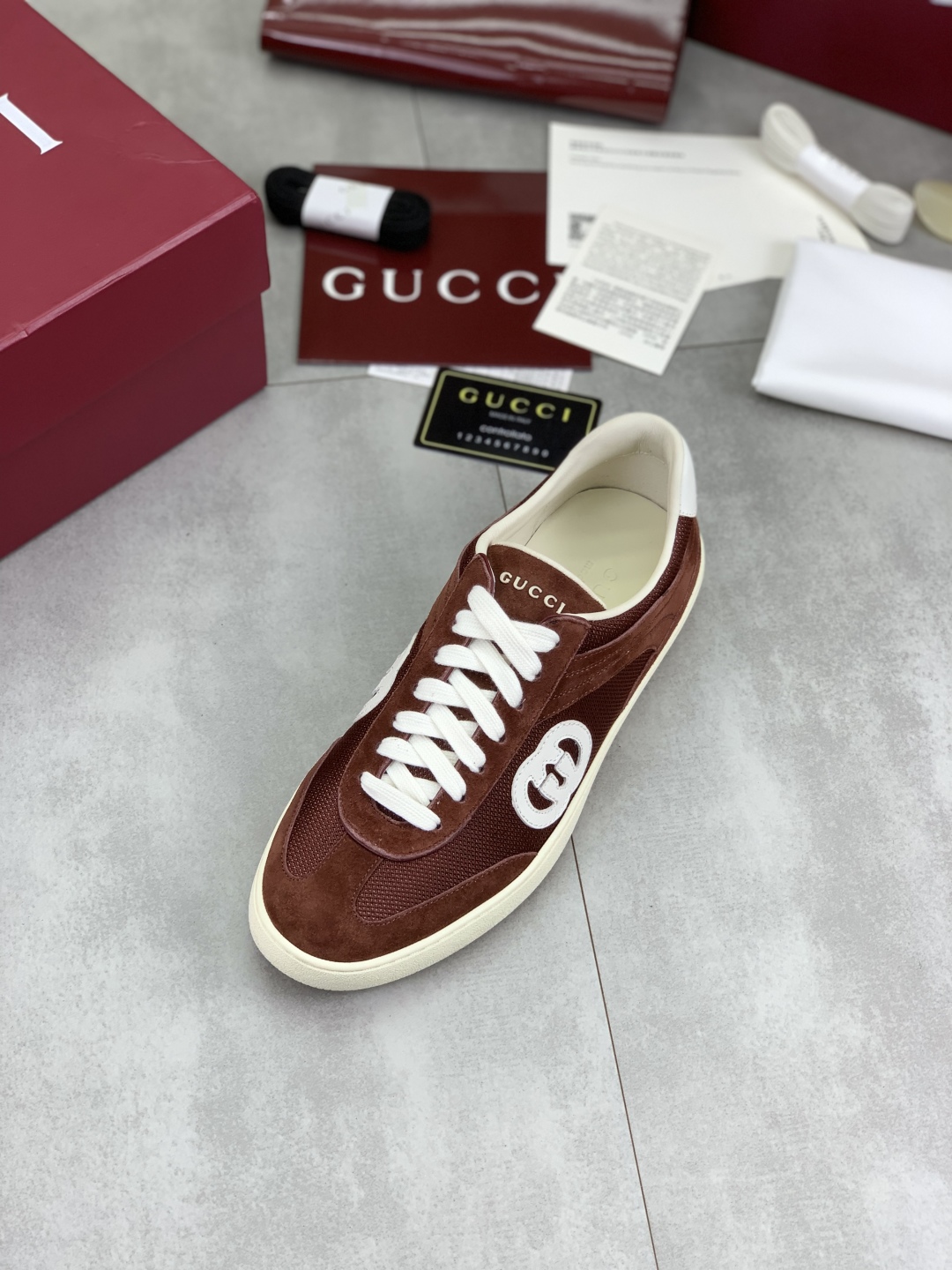 Gucci Women's Brown Suede and Canvas Logo Sneakers - Lightweight & Stylish 5 cmp i1746378459239 3544 0 3