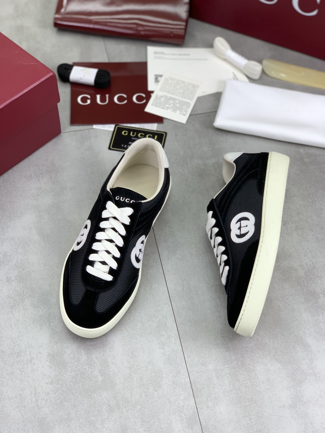 Gucci Women's Black Logo Canvas Sneakers, Lightweight and Comfortable 6 cmp i1746378489123 5654 0 4