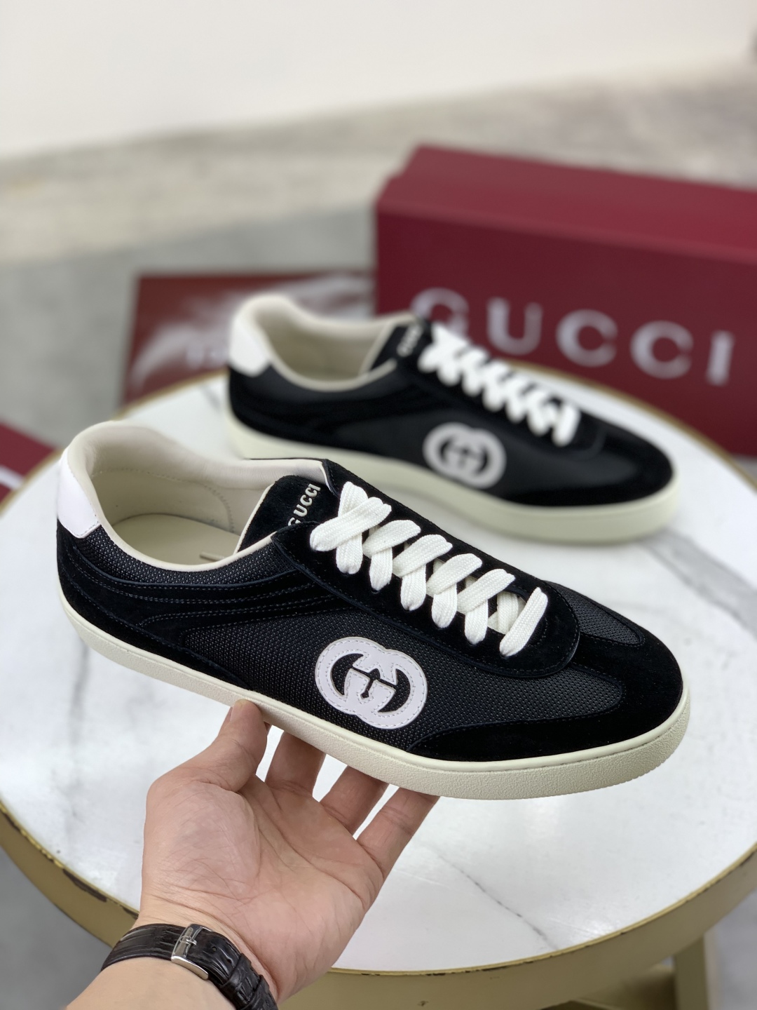 Gucci Women's Black Logo Canvas Sneakers, Lightweight and Comfortable 4 cmp i1746378489127 5436 0 2