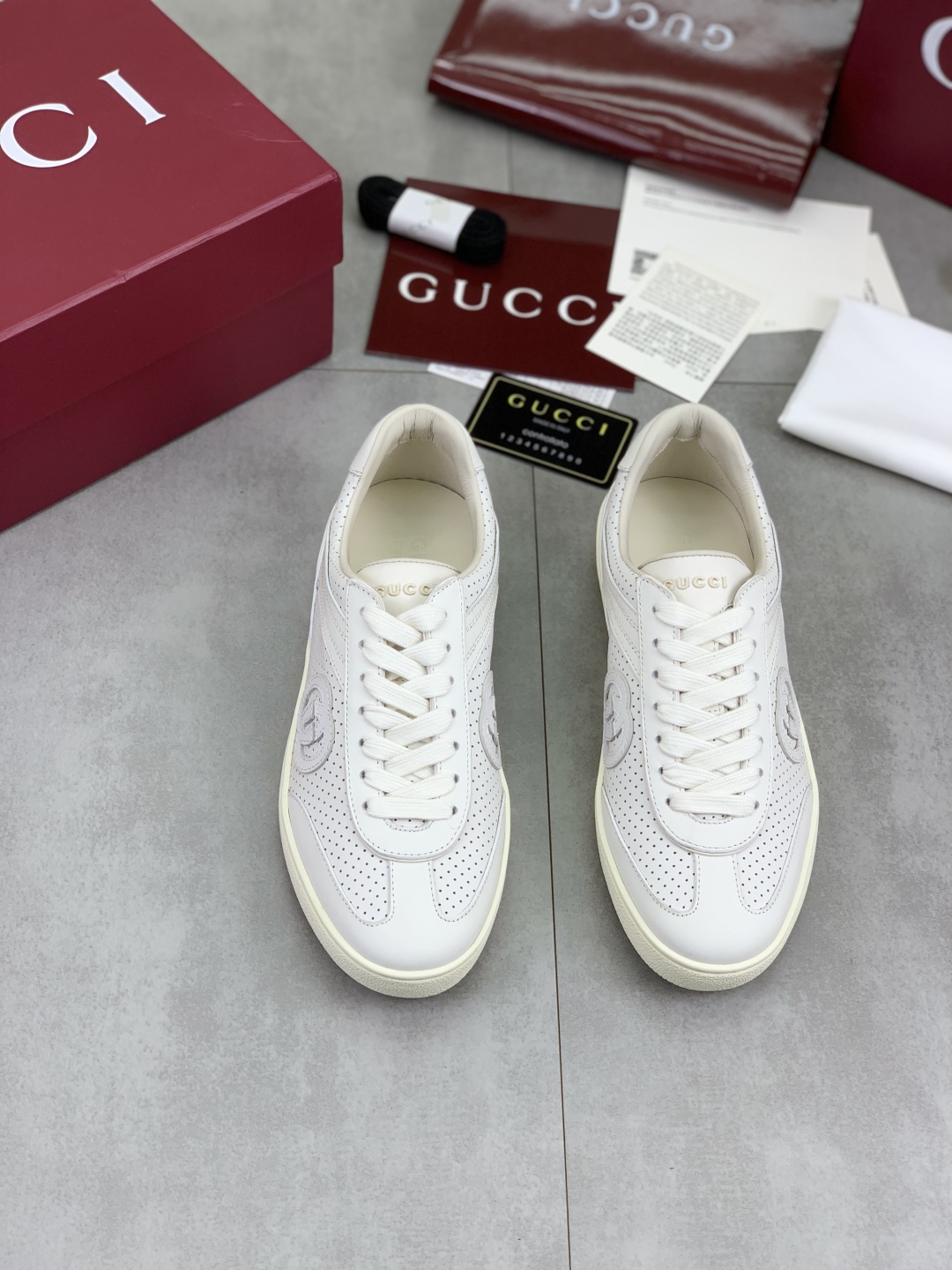 Gucci Women's White Leather Screener Sneaker with Interlocking G 3 cmp i1746378543890 3629 0 1