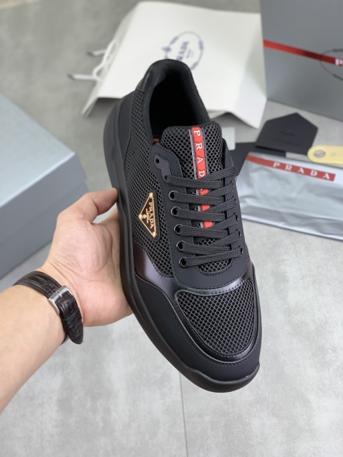 Prada Men's Black Leather and Mesh Lace-Up Sneakers - Stylish and Comfortable 1 Prada Men's Black Leather and Mesh Lace-Up Sneakers - Stylish and Comfortable