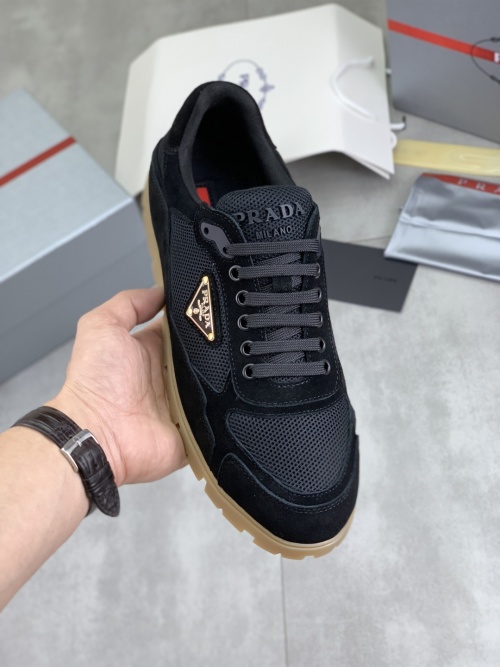 Prada Men's Black Leather & Mesh Lace-Up Sneakers, Sizes 38-45 EU 1 Prada Men's Black Leather & Mesh Lace-Up Sneakers, Sizes 38-45 EU