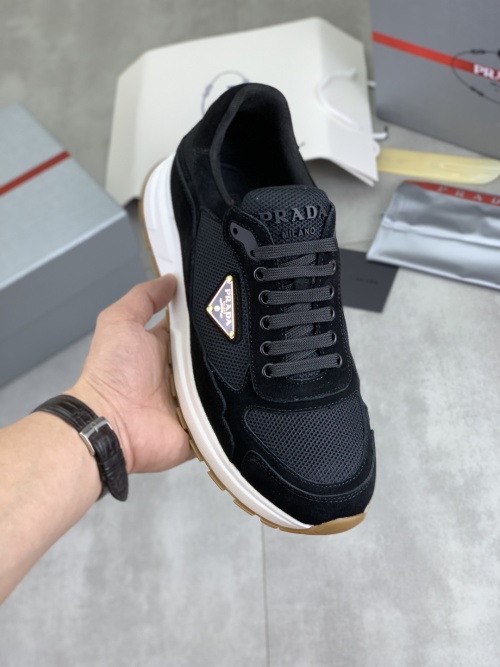 Prada Men's Black Leather & Mesh Lace-Up Sneakers | Sizes 38-45 1 Prada Men's Black Leather & Mesh Lace-Up Sneakers | Sizes 38-45