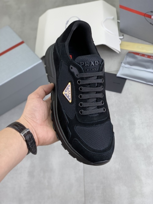 Prada Men's Black Suede and Mesh Lace-Up Sneakers - Fashionable and Comfortable 1 Prada Men's Black Suede and Mesh Lace-Up Sneakers - Fashionable and Comfortable