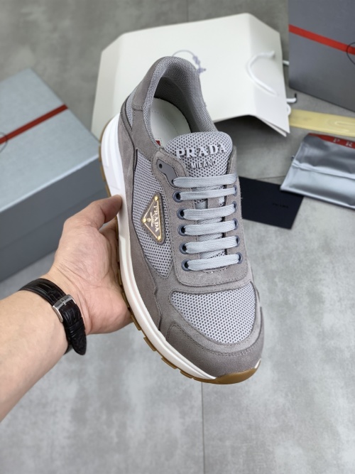 Prada Men's Grey Suede and Mesh Lace-Up Sneakers, Casual Footwear Size 38-45 1 Prada Men's Grey Suede and Mesh Lace-Up Sneakers, Casual Footwear Size 38-45