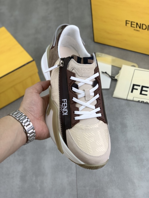 Fendi Men's Brown Leather Lace-Up Chunky Sole Sneakers - Size 38-44