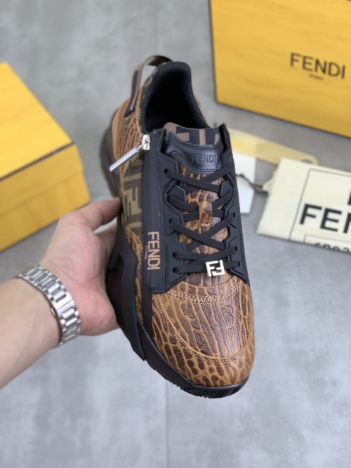 Fendi Men's Brown Leather and Mesh Athletic Sneakers Size 38-44 1 Fendi Men's Brown Leather and Mesh Athletic Sneakers Size 38-44