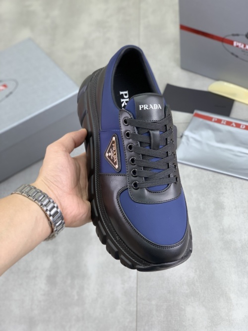 Prada Men's Leather And Fabric Lace-Up Sneakers - Stylish & Comfortable 1 Prada Men's Leather And Fabric Lace-Up Sneakers - Stylish & Comfortable