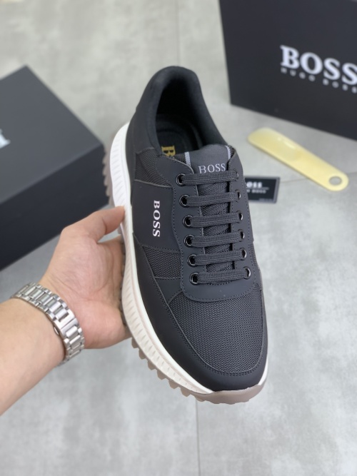 BOSS Men's Lace-Up Sneakers Classic High-Top Casual Shoes, Breathable Fabric