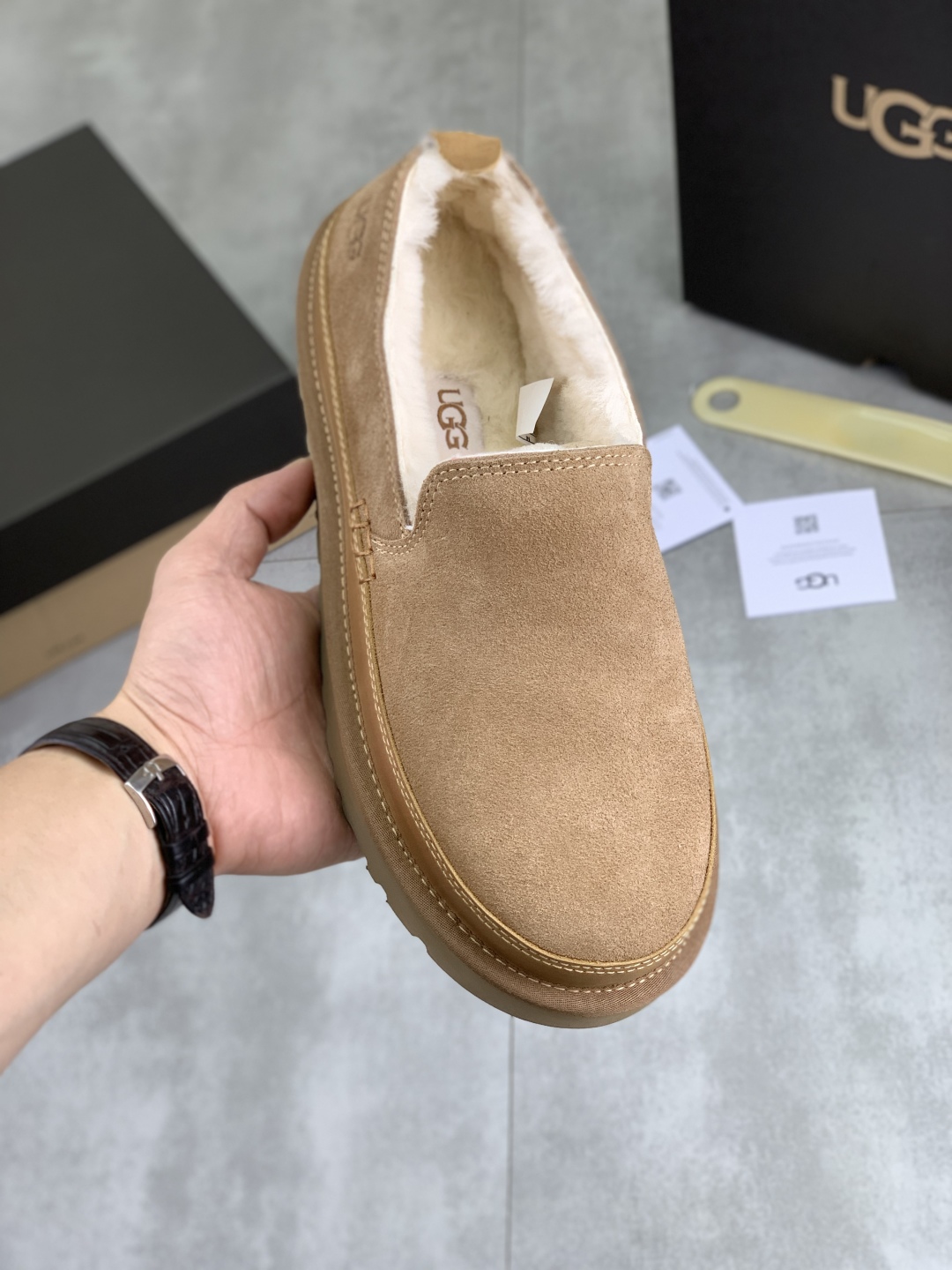 UGG Men's Tasman Suede Slip-On Loafer with Genuine Sheepskin Lining