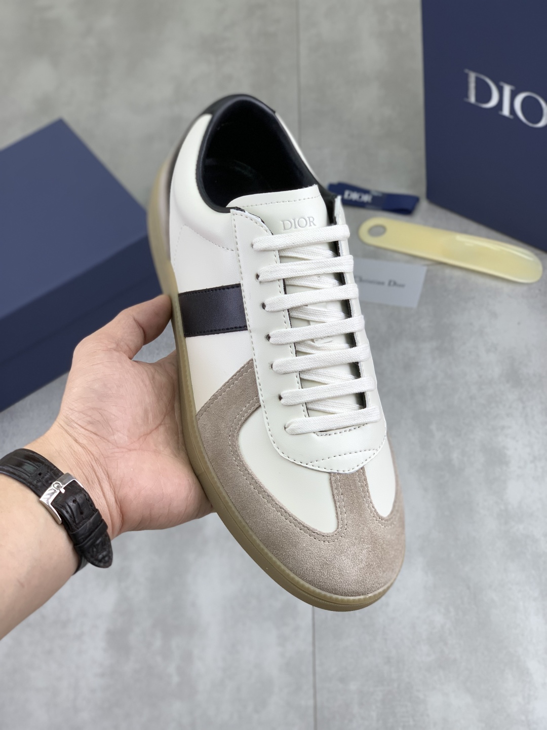 Dior B01 White Leather and Suede Sneakers with CD Icon - Size 38-44
