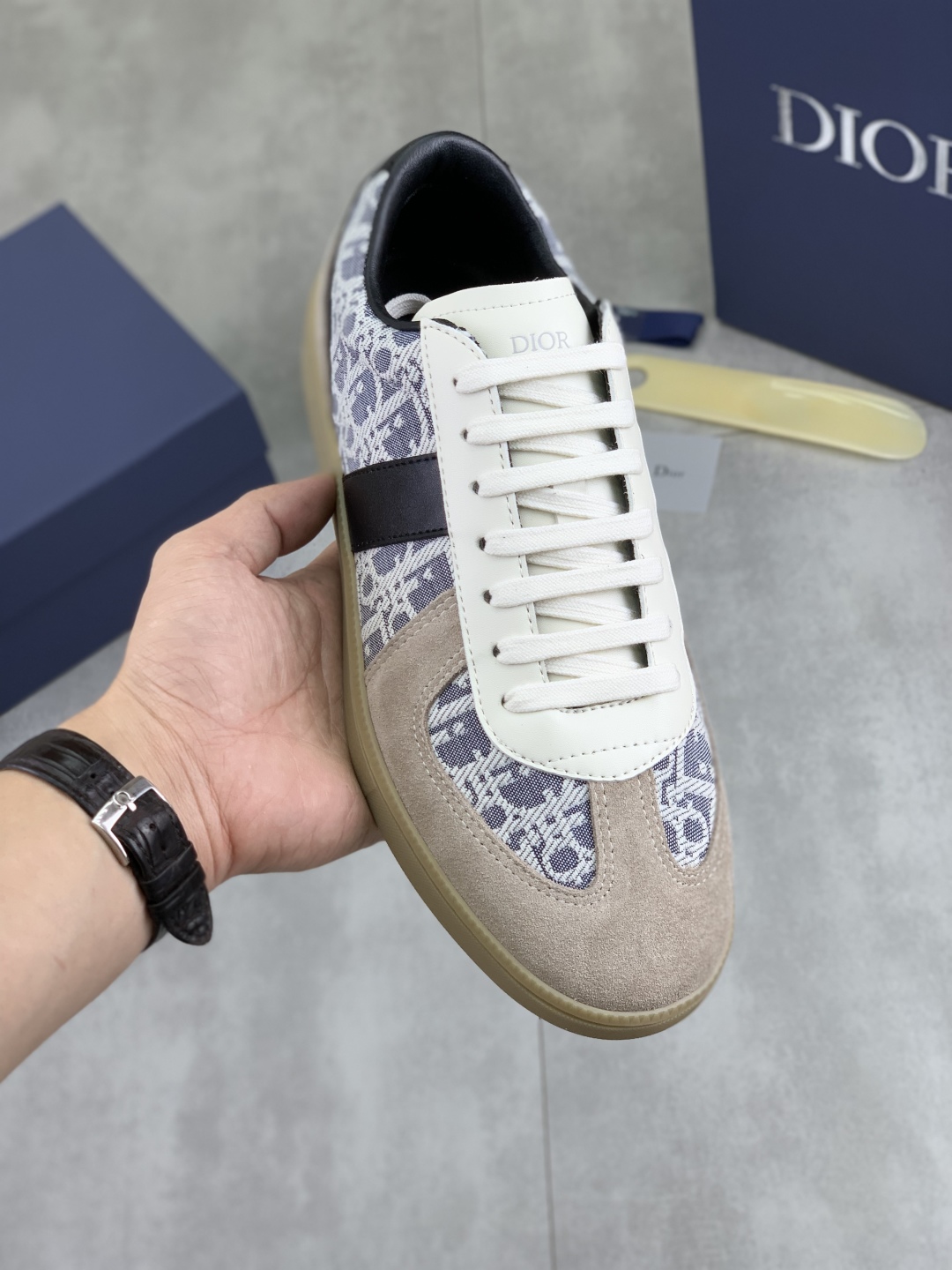 Dior B01 Sneaker White Leather with Dior Oblique Motif, Size 38-44