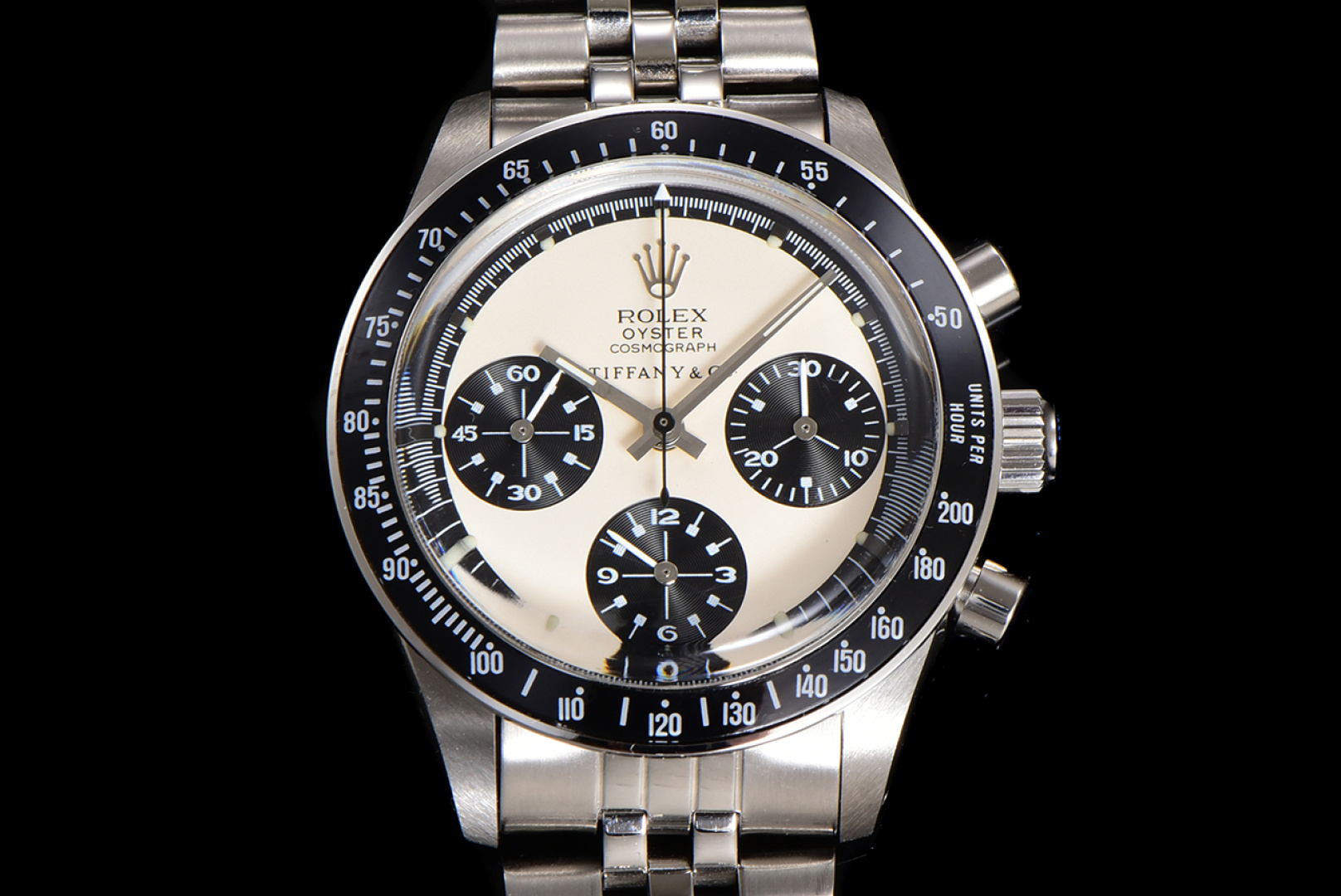 NO:821494,MSF used Rolex Tiffany co-branded Daytona, 37mm diameter, black panda dial with white chronograph sub-dial, classic snail cover mirror design. Stainless steel case with steel strap buckle, equipped with WM-manual chronograph movement.,, rolex19860909MSF中古劳力士 Tiffany联名款迪通拿,37mm表径,黑色熊猫盘面搭配白色计时小表盘,经典蜗盖镜面设计.精钢表壳搭配钢带表扣,搭载WM-手动计时机芯.,,rolex,Watch